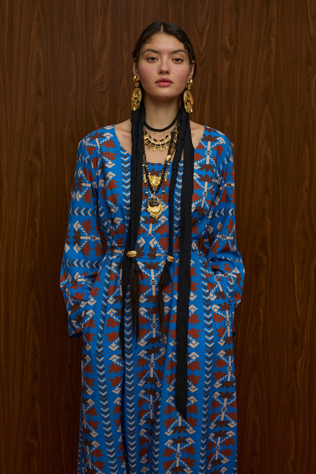DROUGA MAXI DRESS (KOUROUNES BLUE PRINT)