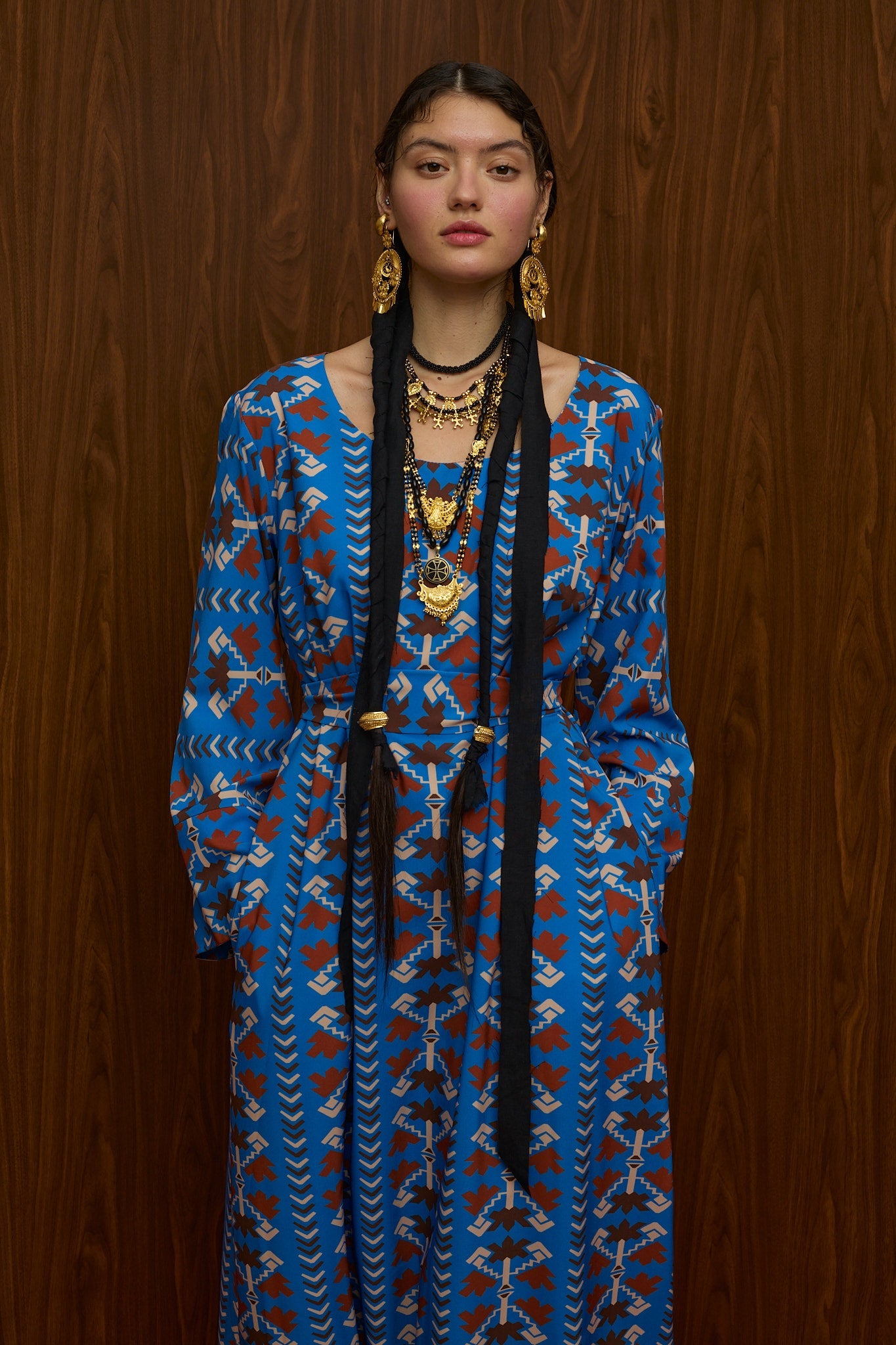 DROUGA MAXI DRESS (KOUROUNES BLUE PRINT)
