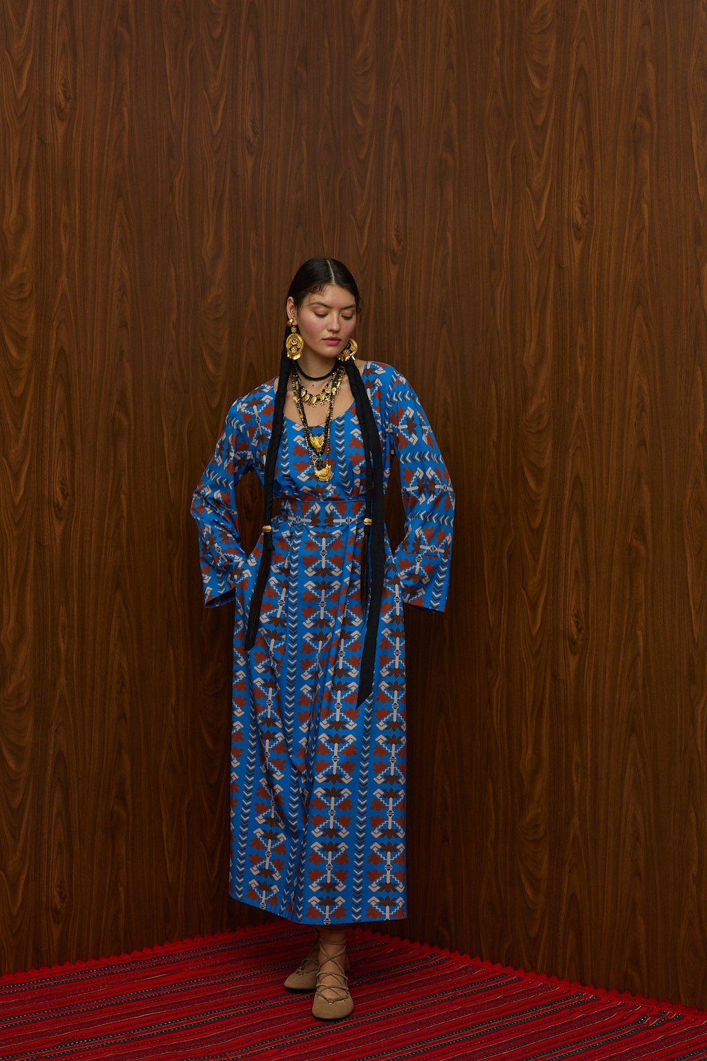 DROUGA MAXI DRESS (KOUROUNES BLUE PRINT)