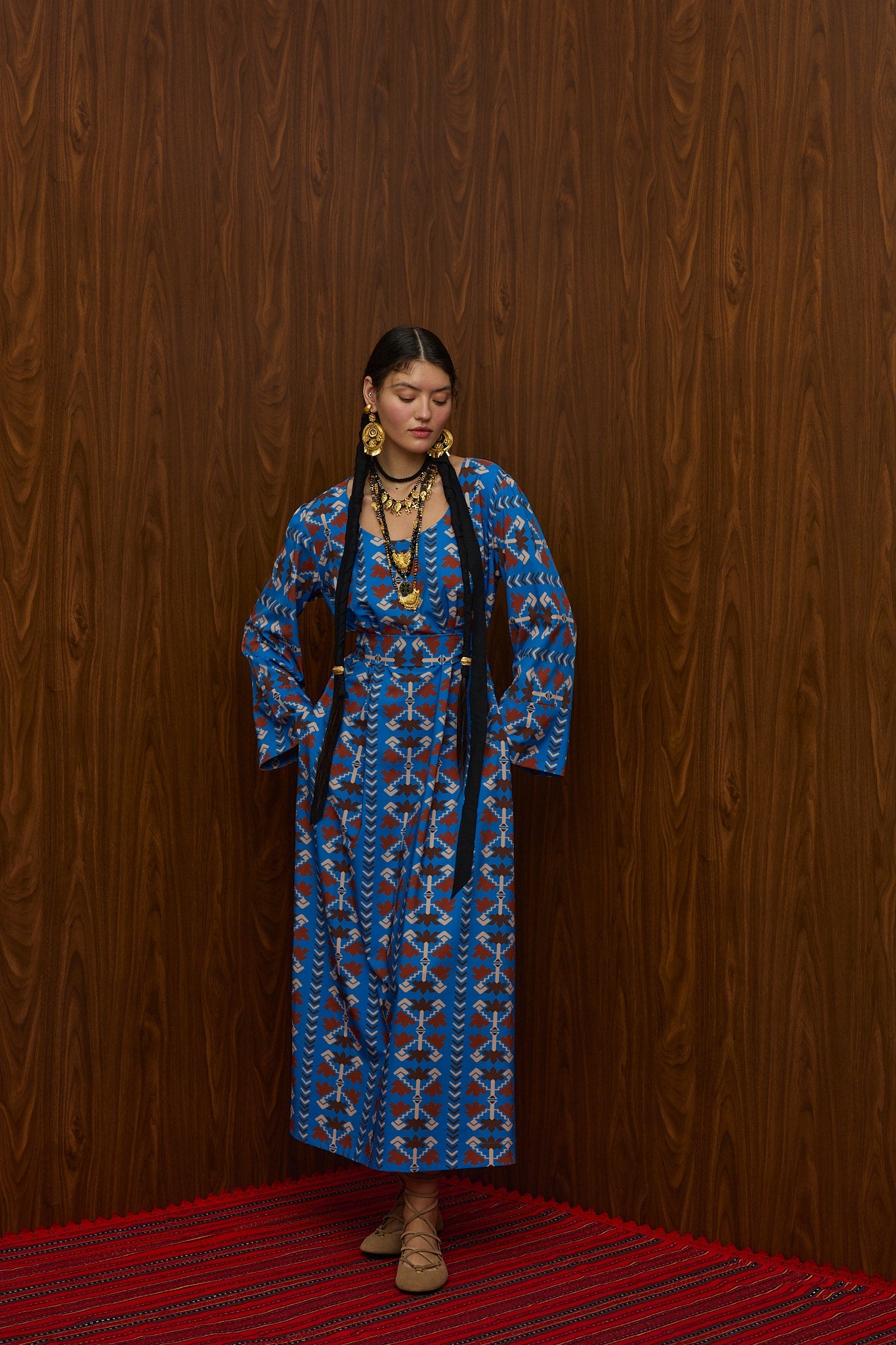 DROUGA MAXI DRESS (KOUROUNES BLUE PRINT)