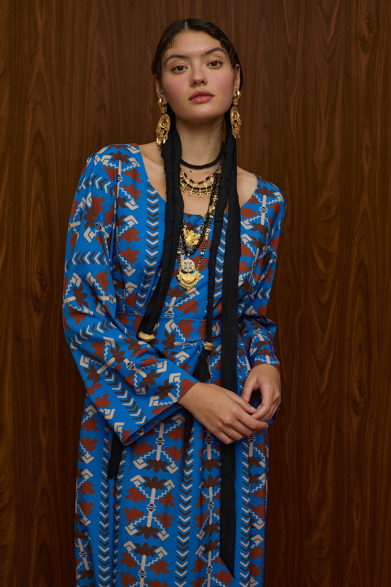 DROUGA MAXI DRESS (KOUROUNES BLUE PRINT)