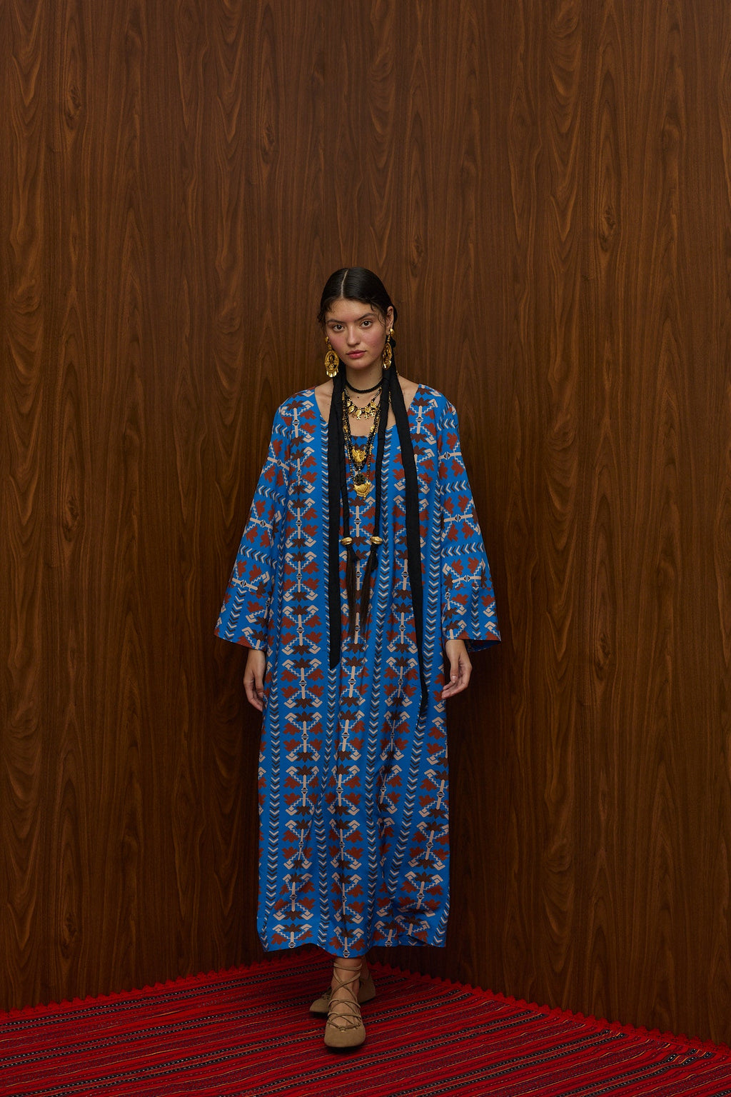 DROUGA MAXI DRESS (KOUROUNES BLUE PRINT)