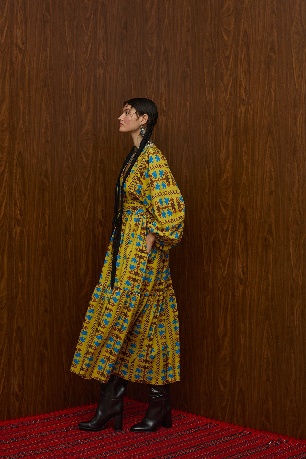 NEMA MAXI DRESS (KOUROUNES MUSTARD PRINT)