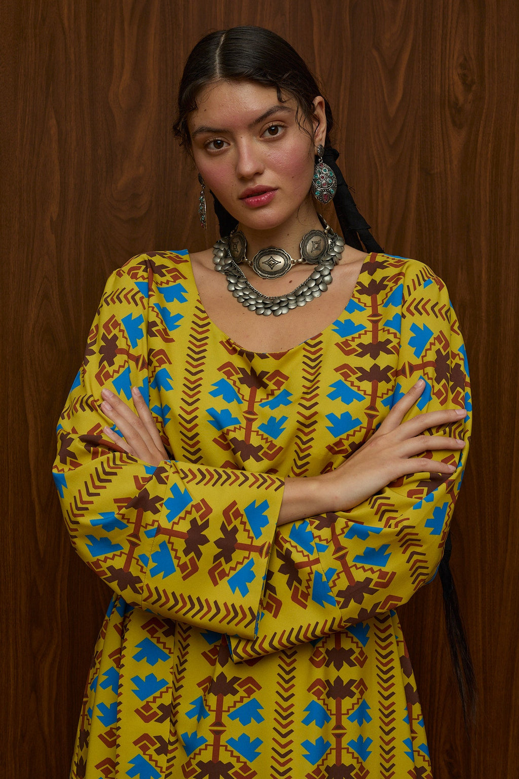 DROUGA MAXI DRESS (KOUROUNES MUSTARD PRINT)