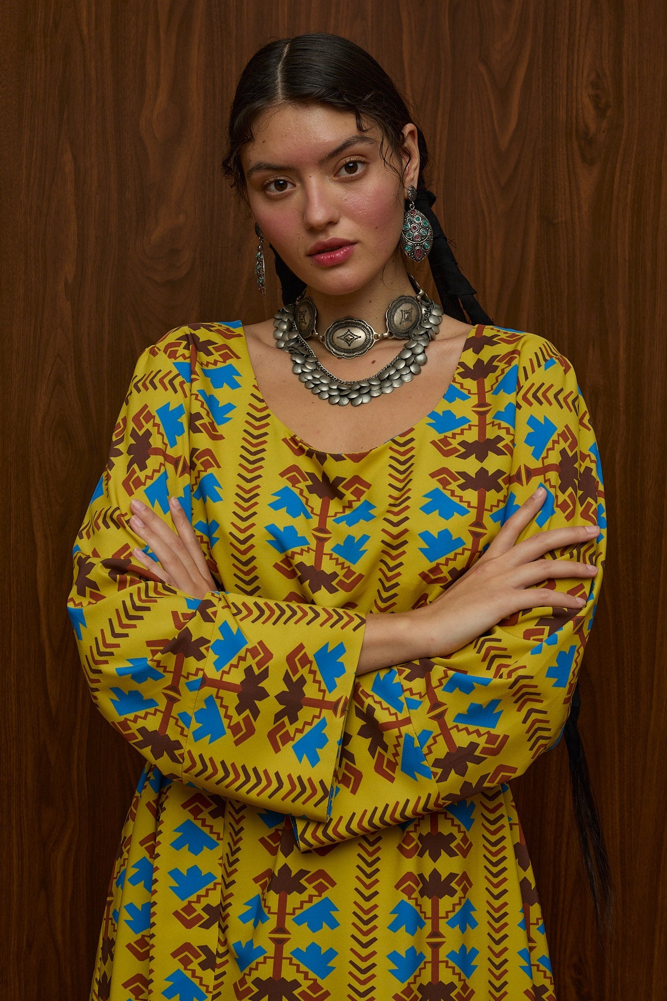 DROUGA MAXI DRESS (KOUROUNES MUSTARD PRINT)