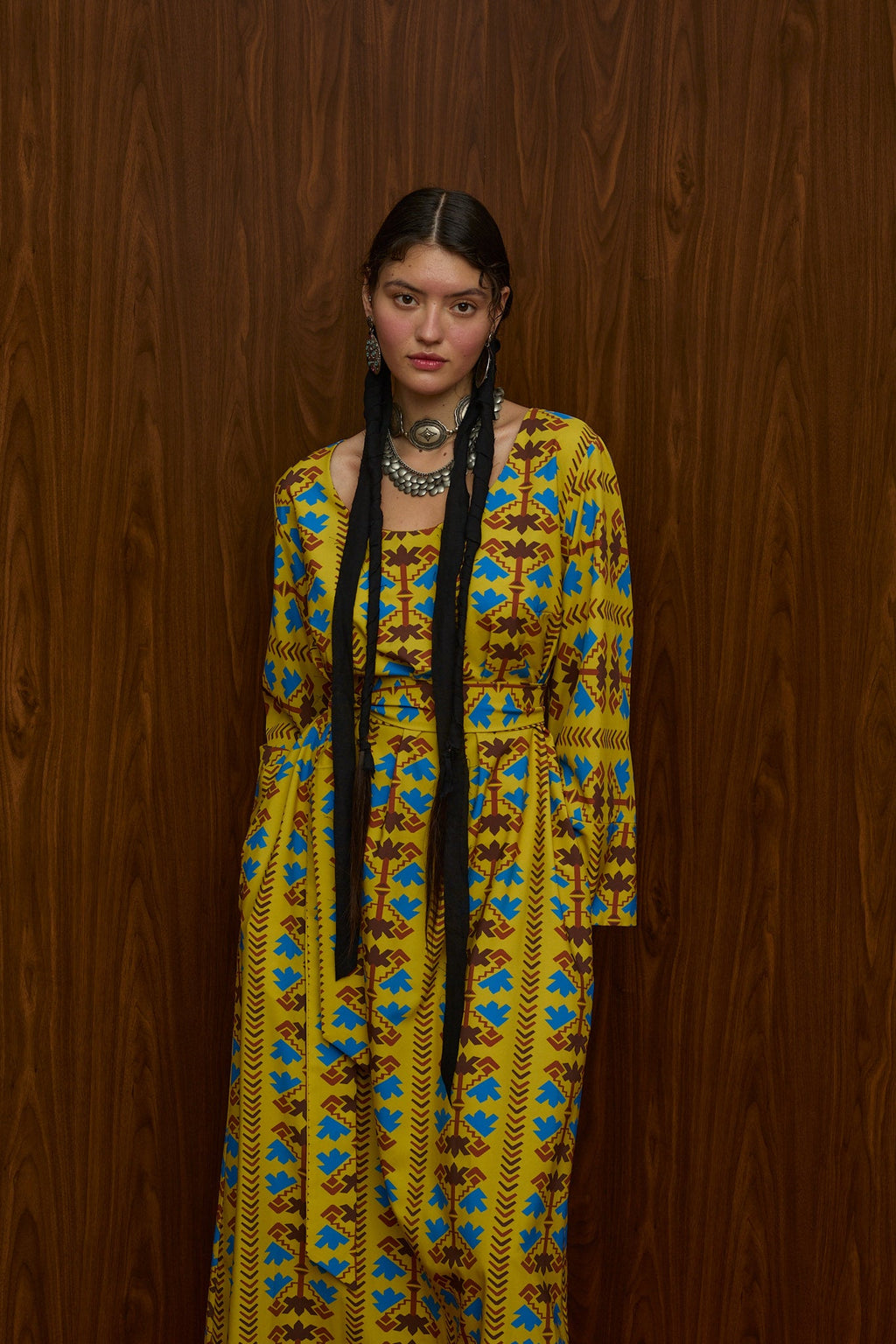DROUGA MAXI DRESS (KOUROUNES MUSTARD PRINT)