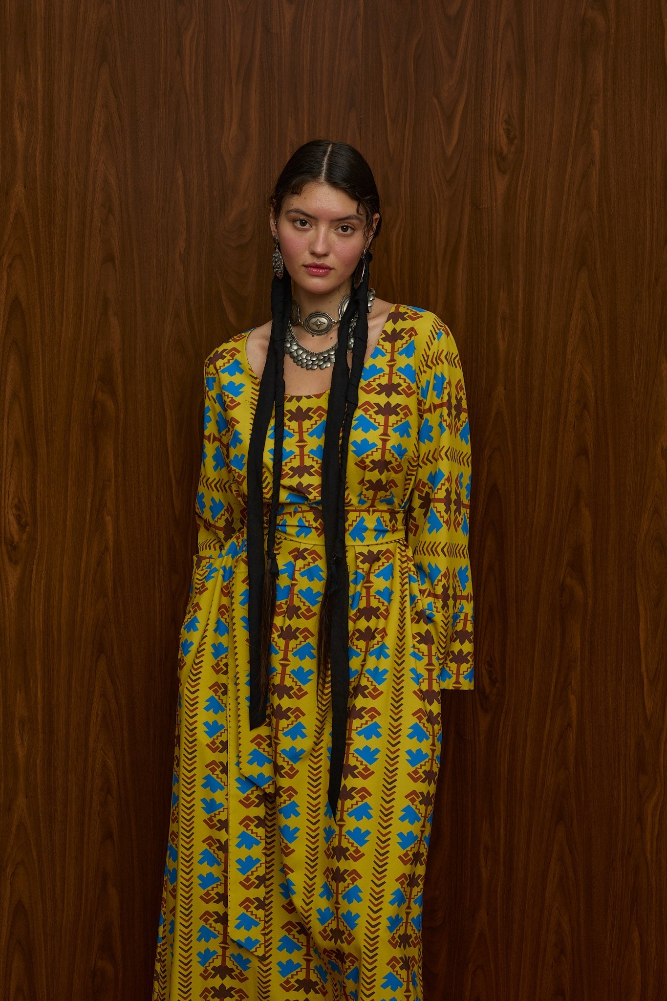 DROUGA MAXI DRESS (KOUROUNES MUSTARD PRINT)