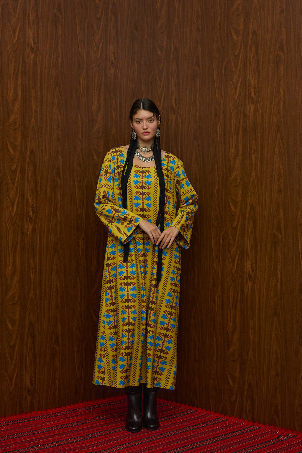 DROUGA MAXI DRESS (KOUROUNES MUSTARD PRINT)