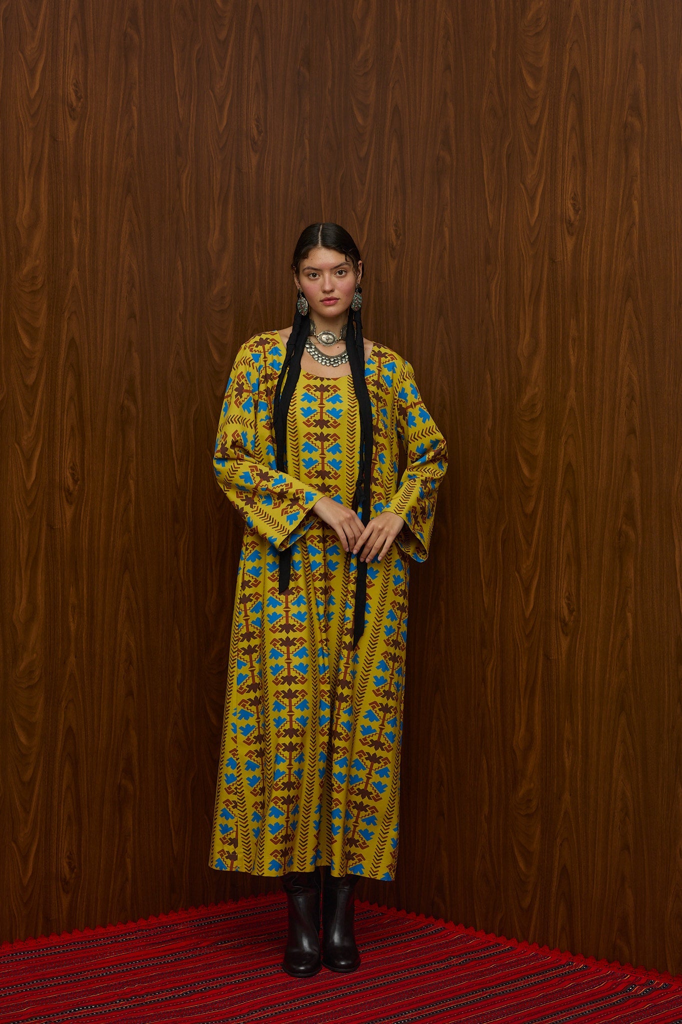 DROUGA MAXI DRESS (KOUROUNES MUSTARD PRINT)