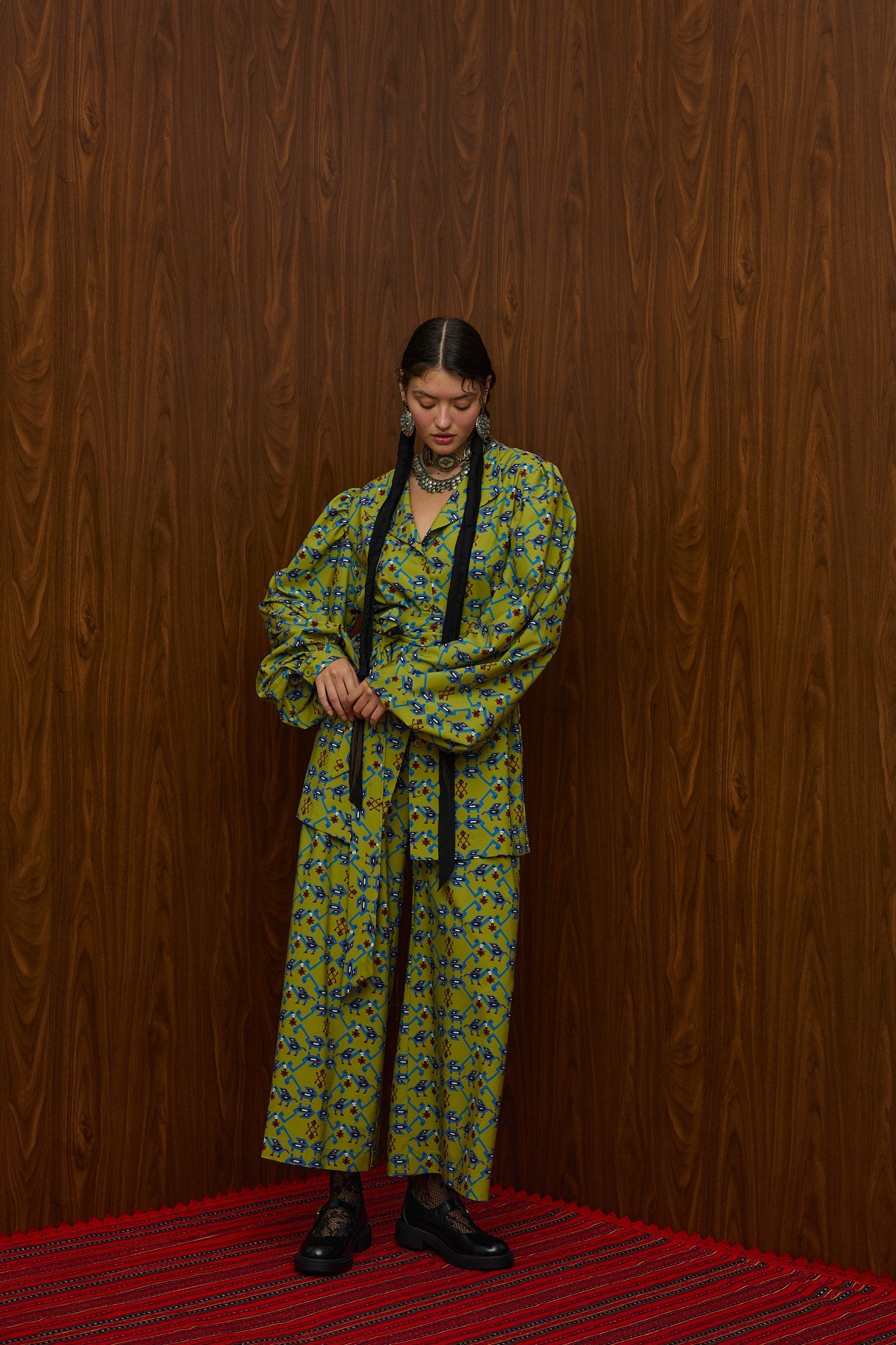 ACHELOOS PANTS (ALOGON GREEN PRINT)