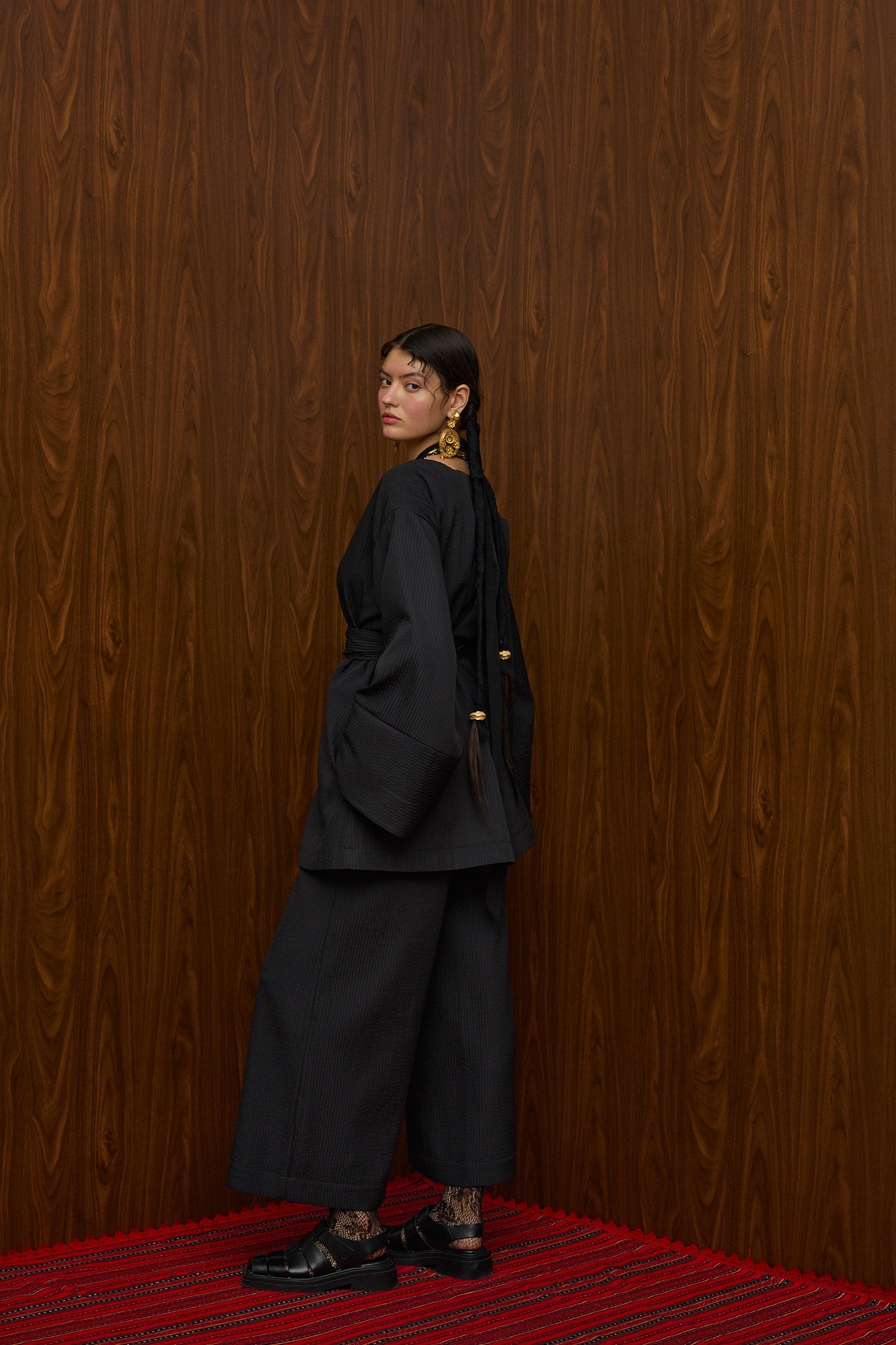 ACHELOOS PANTS (BLACK PLISSE)