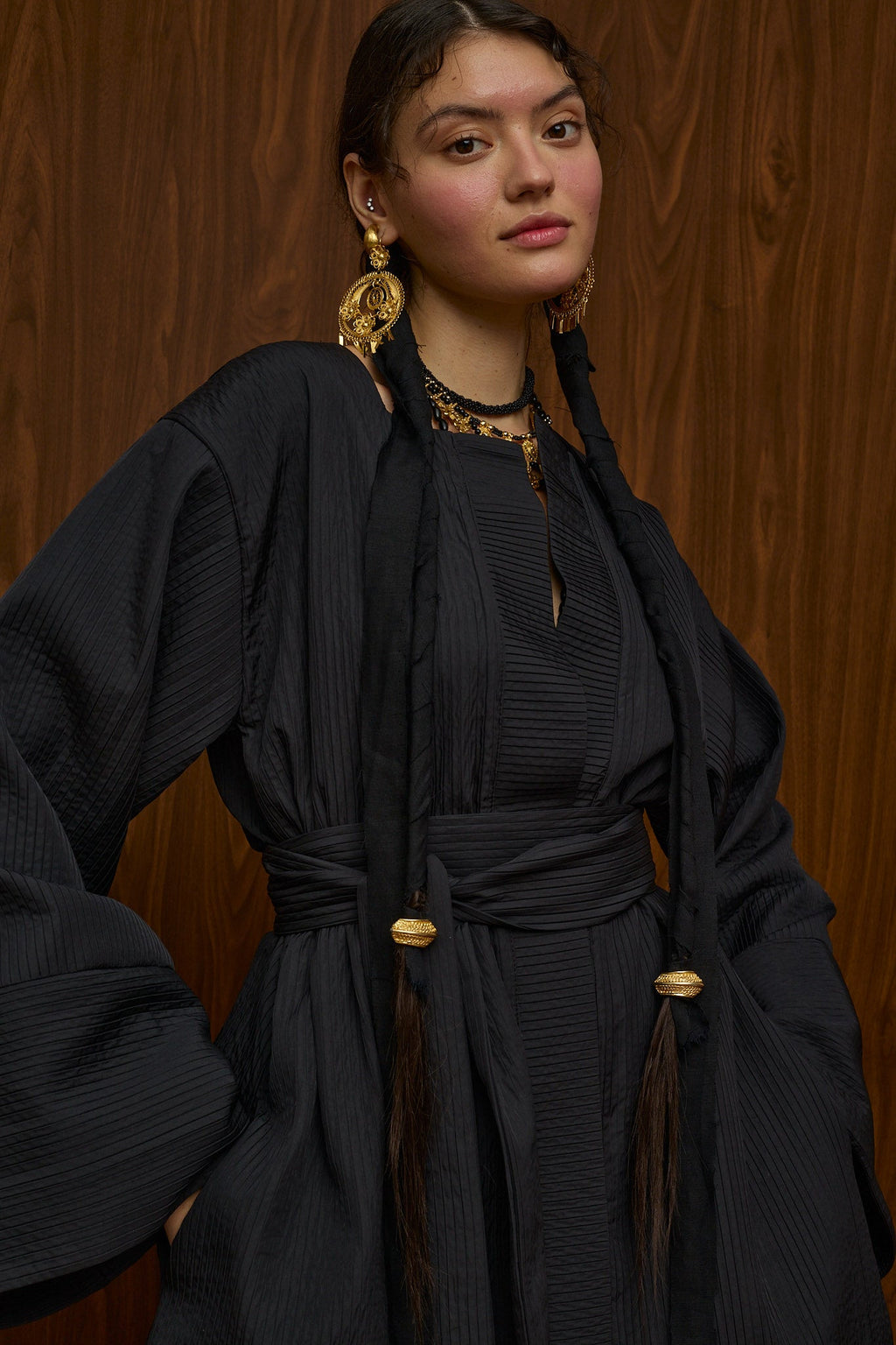 HRAMI KIMONO (BLACK PLISSE)