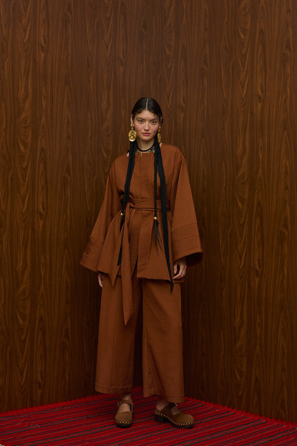 HRAMI KIMONO (BROWN PLISSE)