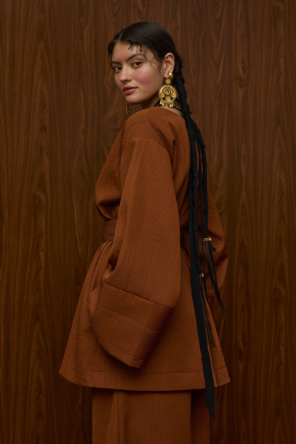 HRAMI KIMONO (BROWN PLISSE)