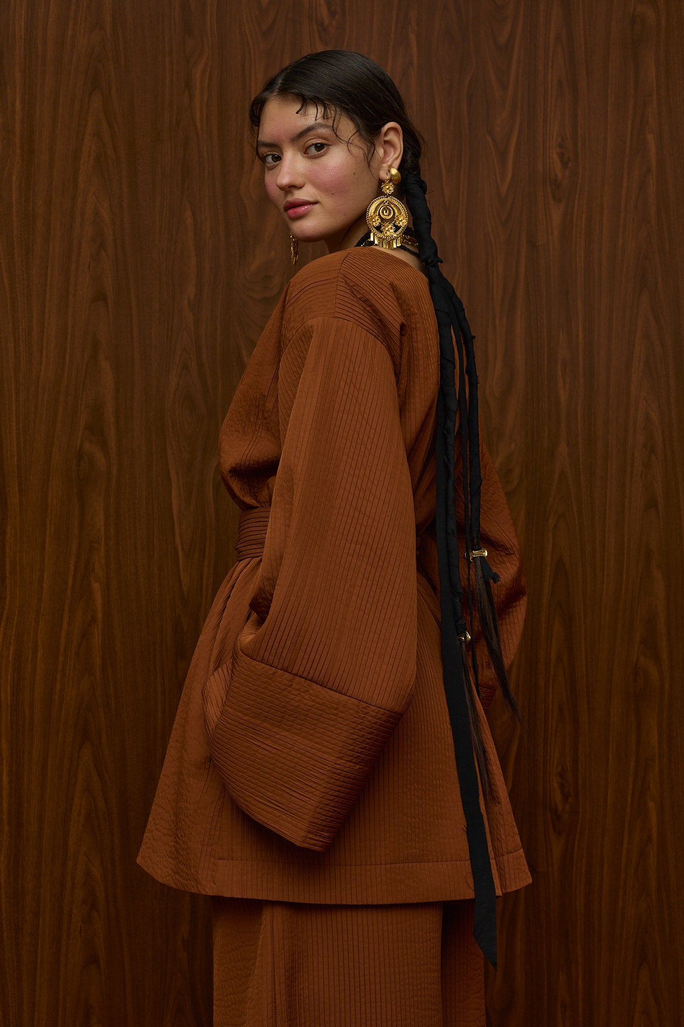 HRAMI KIMONO (BROWN PLISSE)