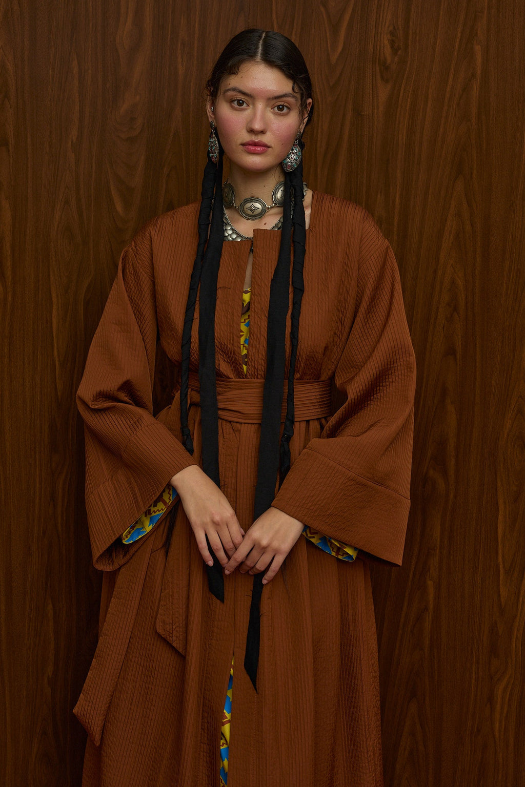 VELENTZA OVERCOAT (BROWN PLISSE)