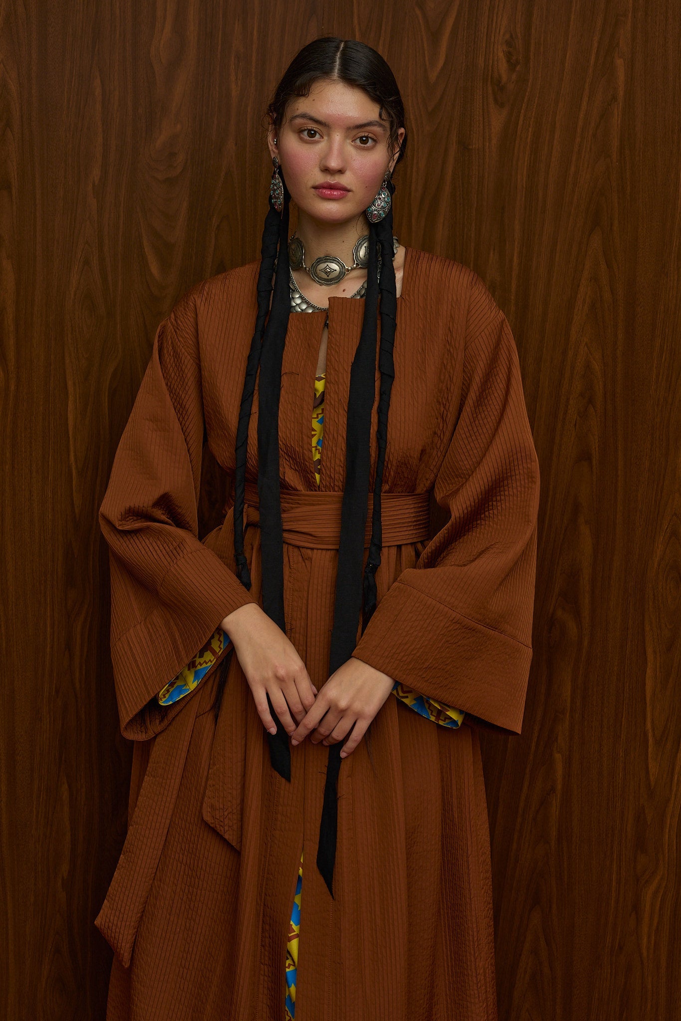 VELENTZA OVERCOAT (BROWN PLISSE)