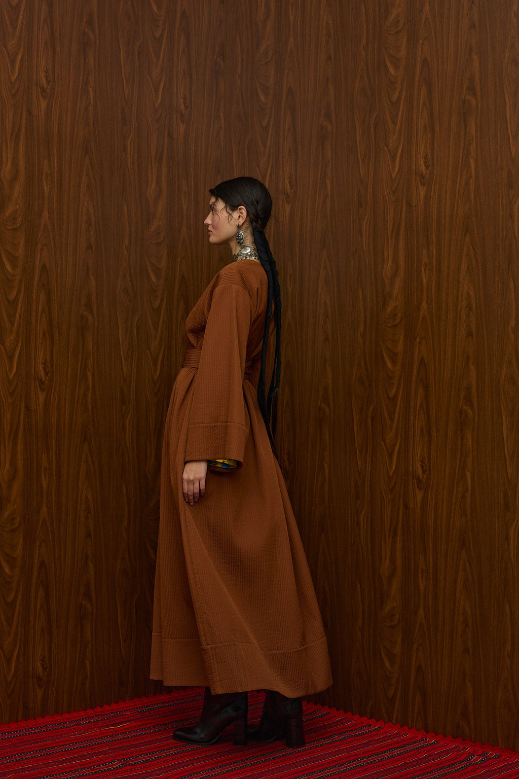 VELENTZA OVERCOAT (BROWN PLISSE)