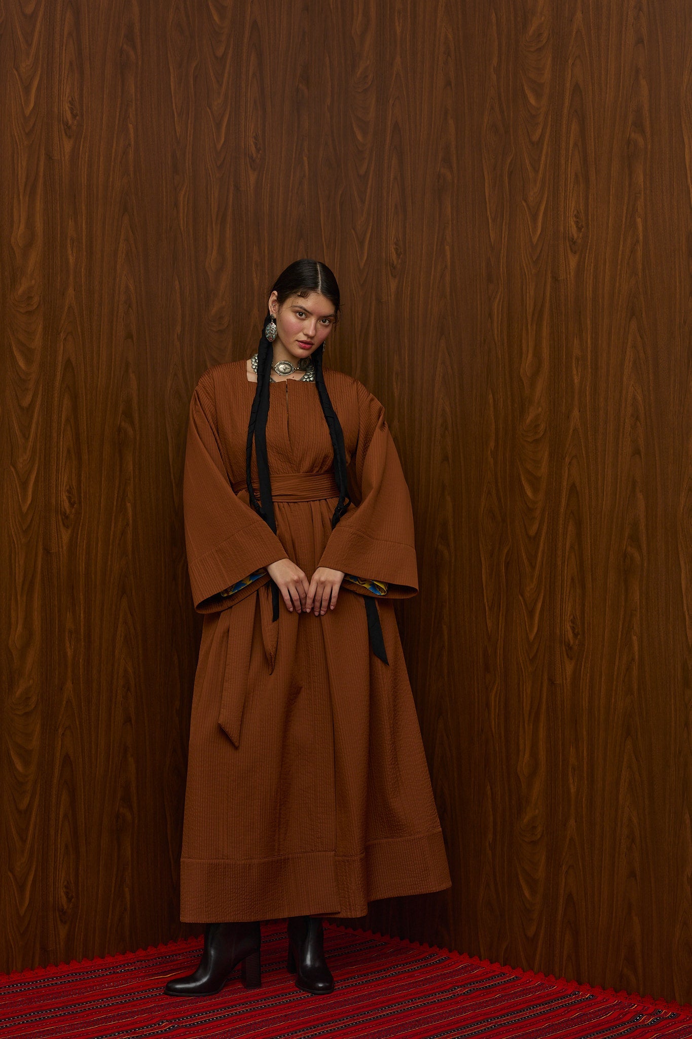VELENTZA OVERCOAT (BROWN PLISSE)