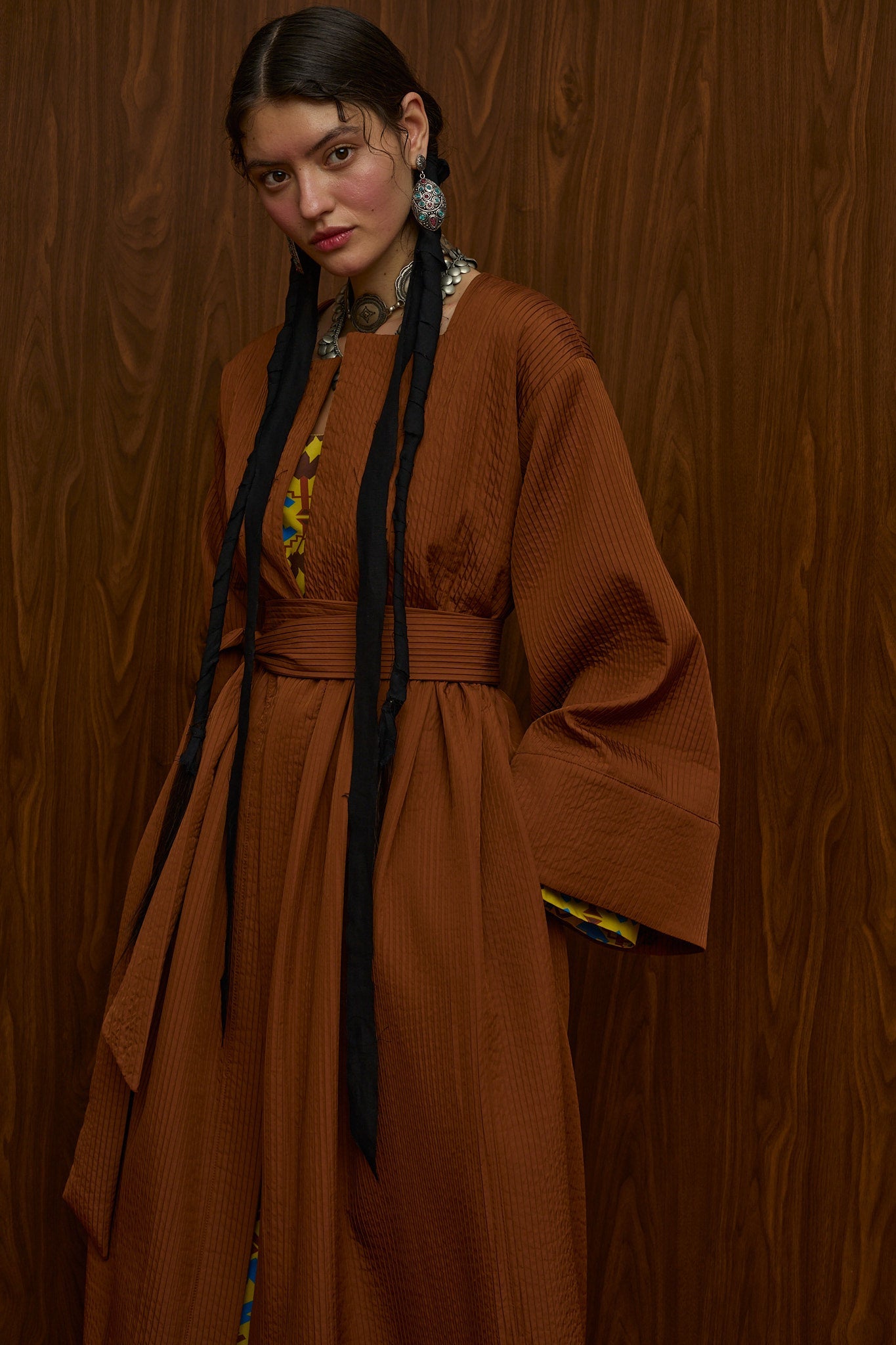 VELENTZA OVERCOAT (BROWN PLISSE)