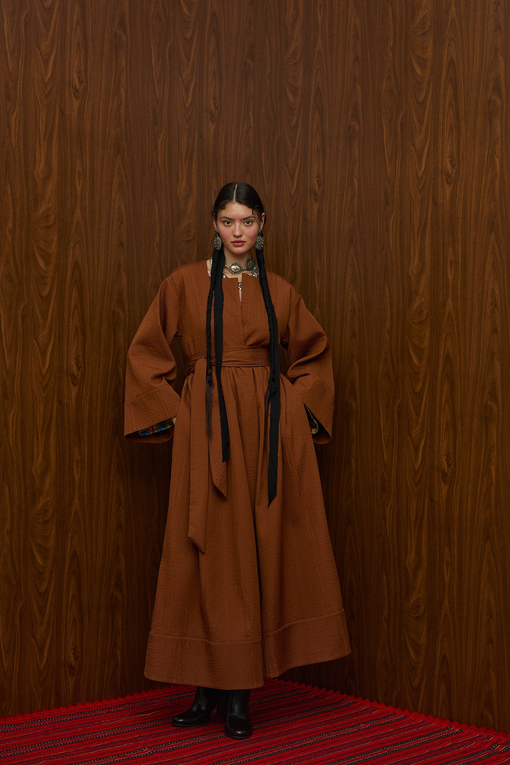 VELENTZA OVERCOAT (BROWN PLISSE)