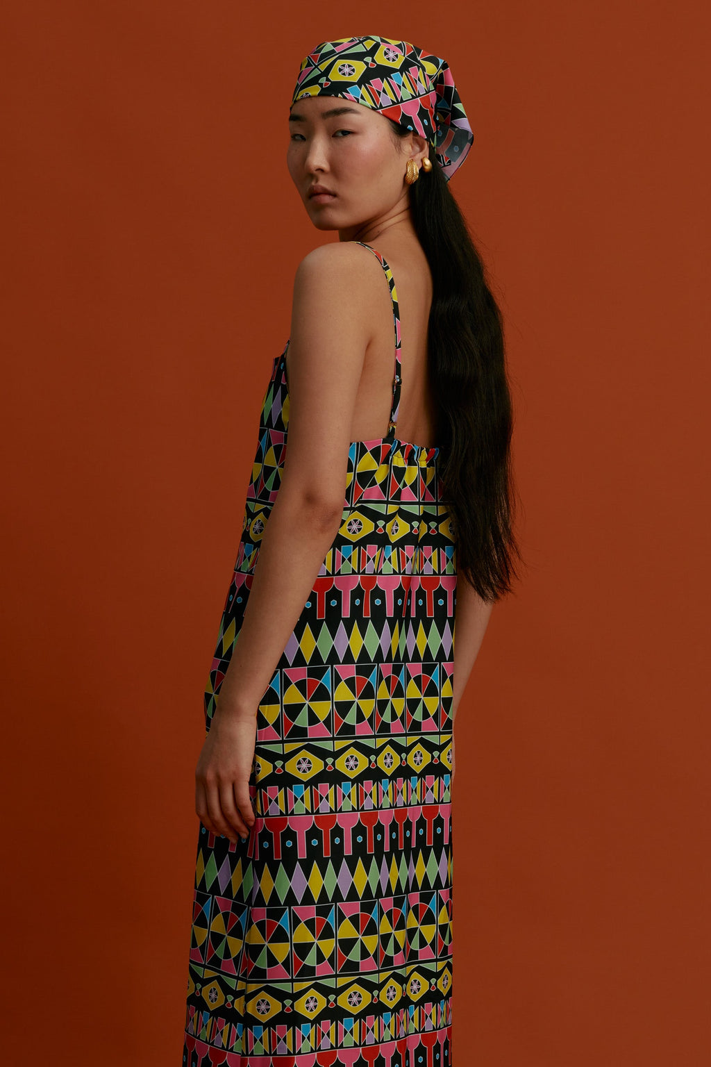 LITHI Maxi Dress(Pyrgousika Multi Black)