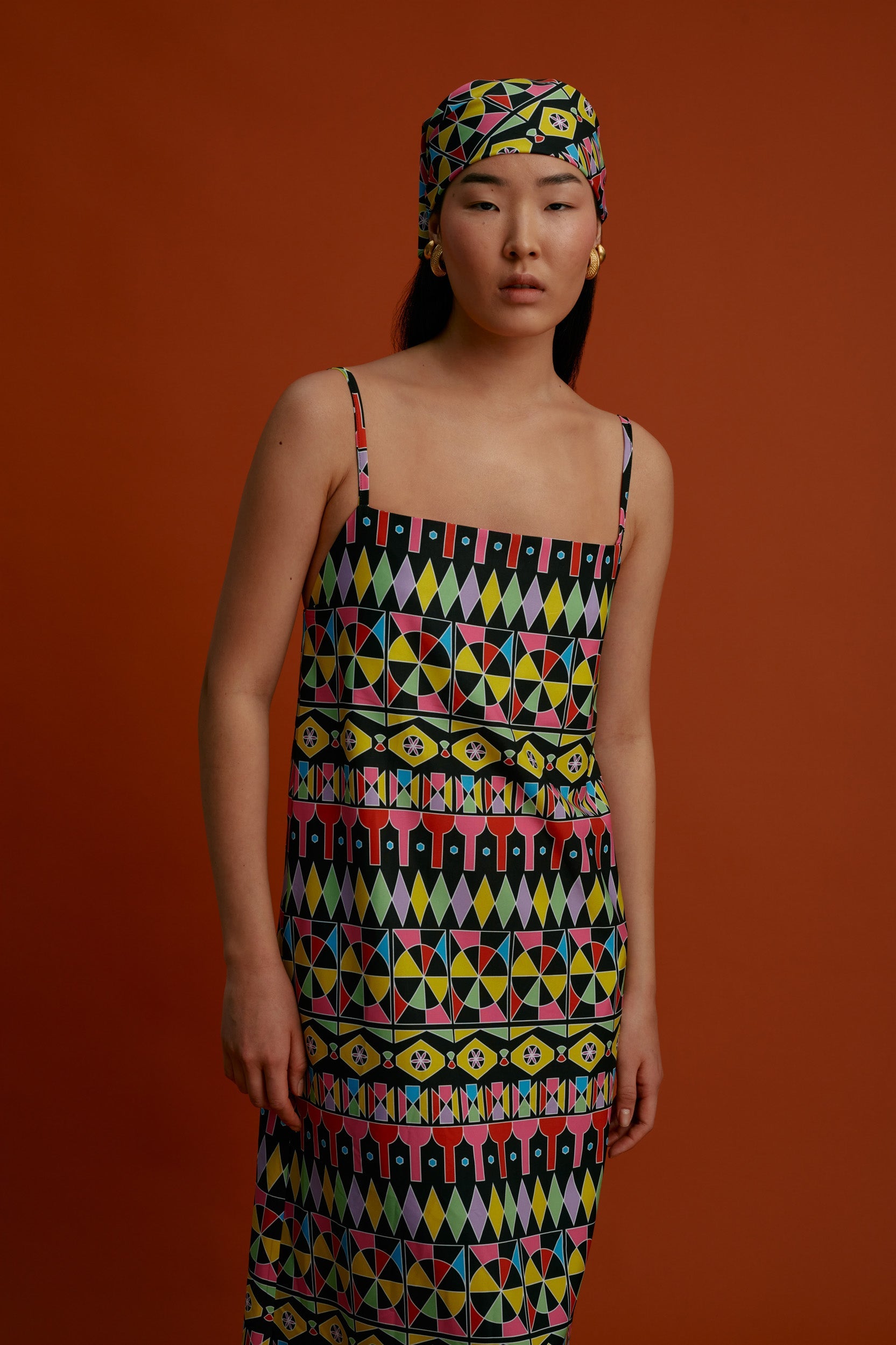 LITHI Maxi Dress(Pyrgousika Multi Black)