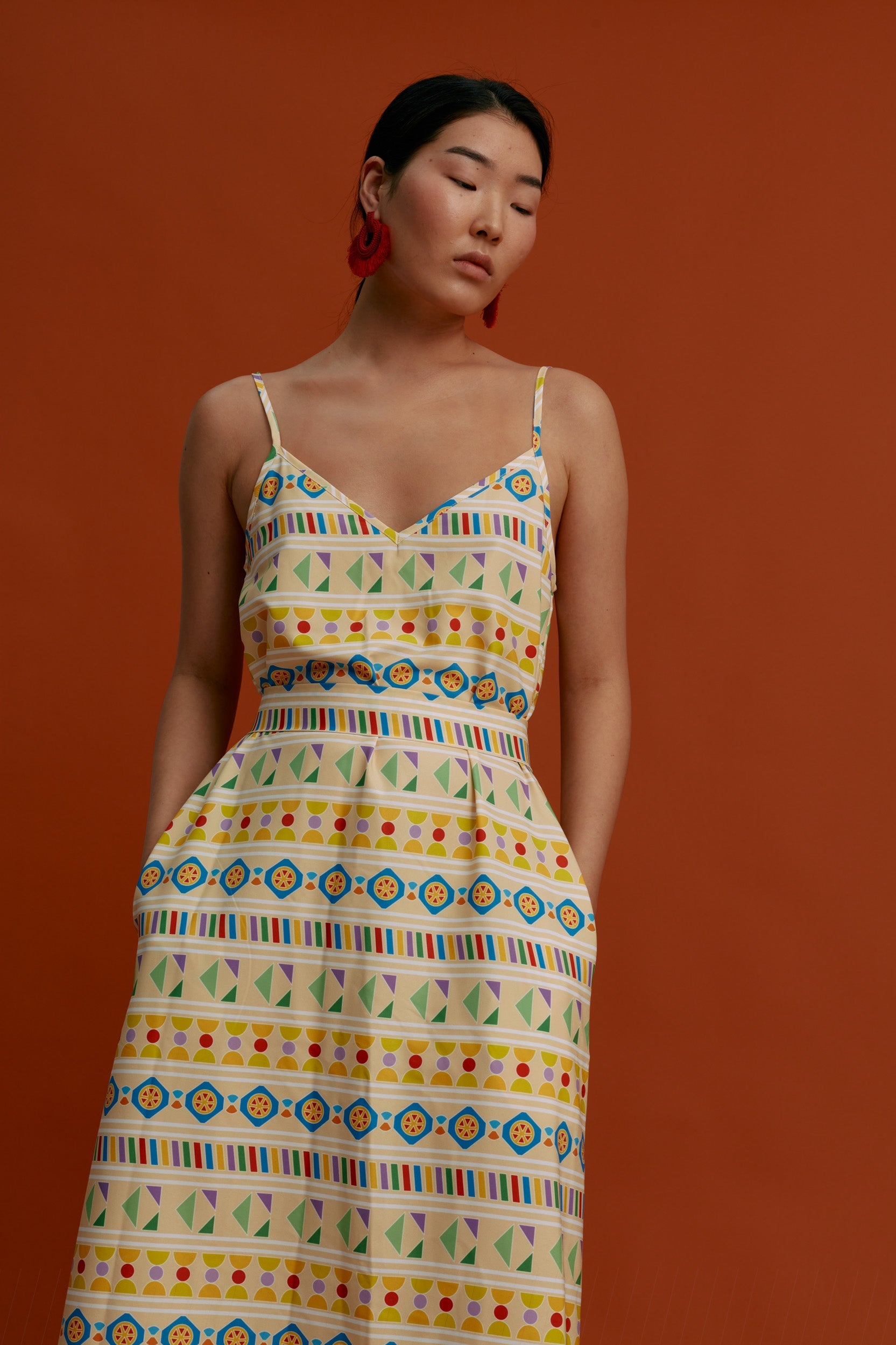 MARKELLA Maxi Dress(Pyrgousika Multi Beige)
