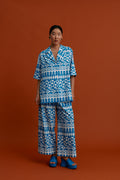 VOLISSOS Pants (White motifs blue)