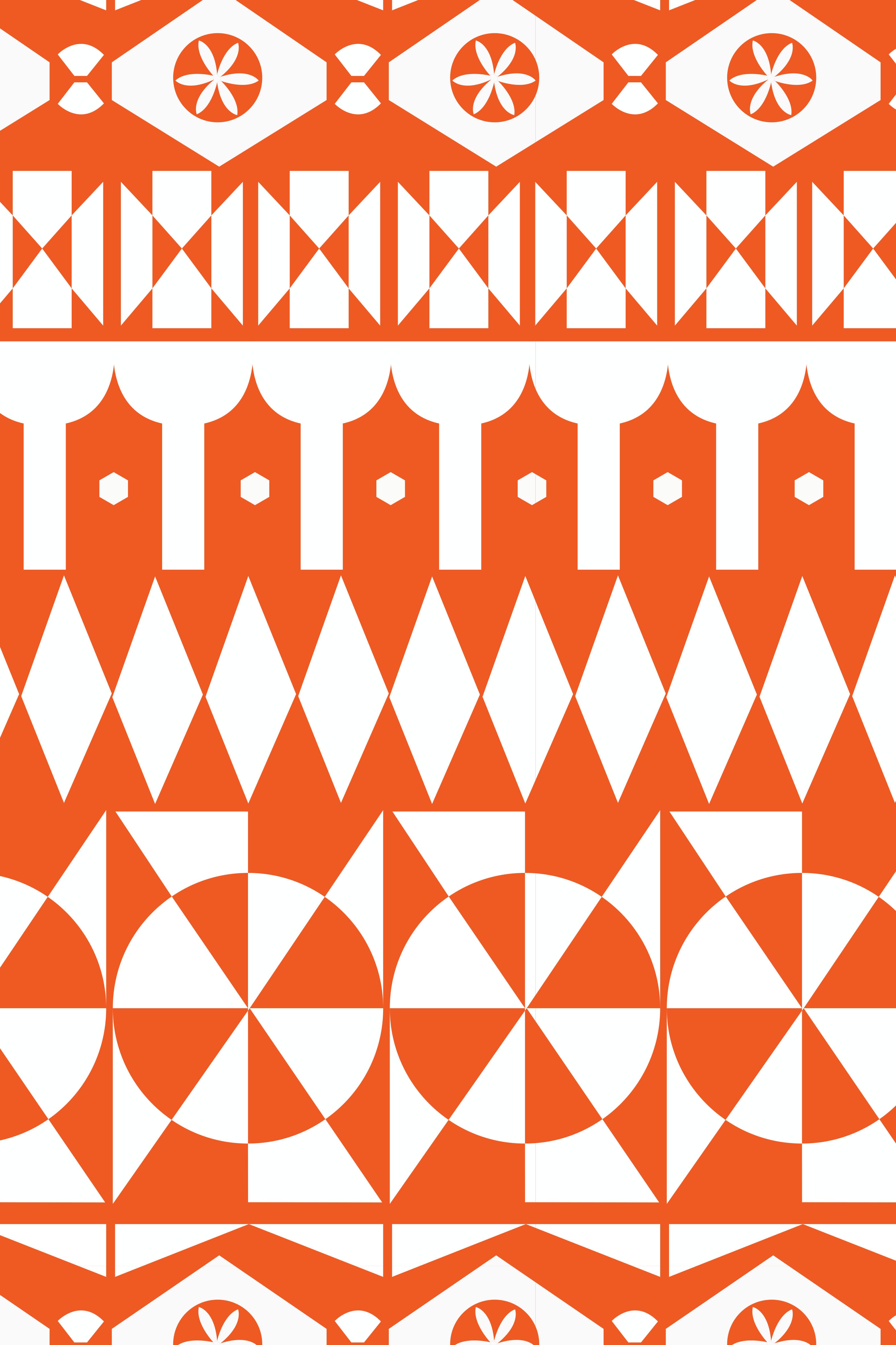 VRONTADOS Maxi Dress (White Motifs Orange)