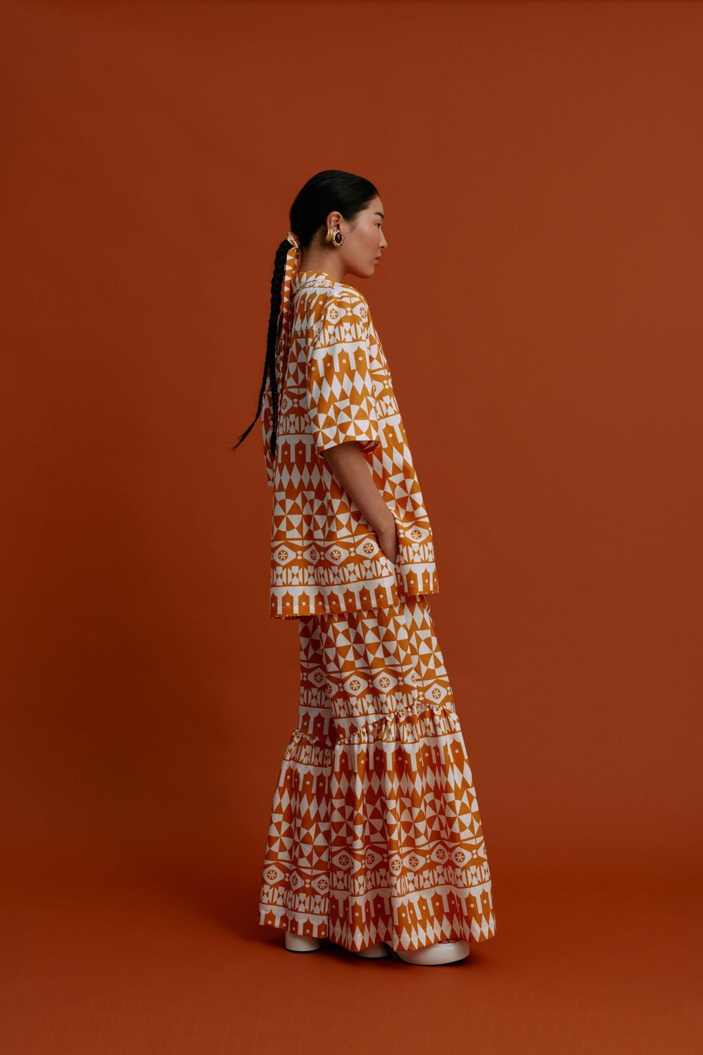 ANAVATOS Pants (White motifs orange)