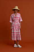 VRONTADOS Maxi Dress (White Motifs Pink)