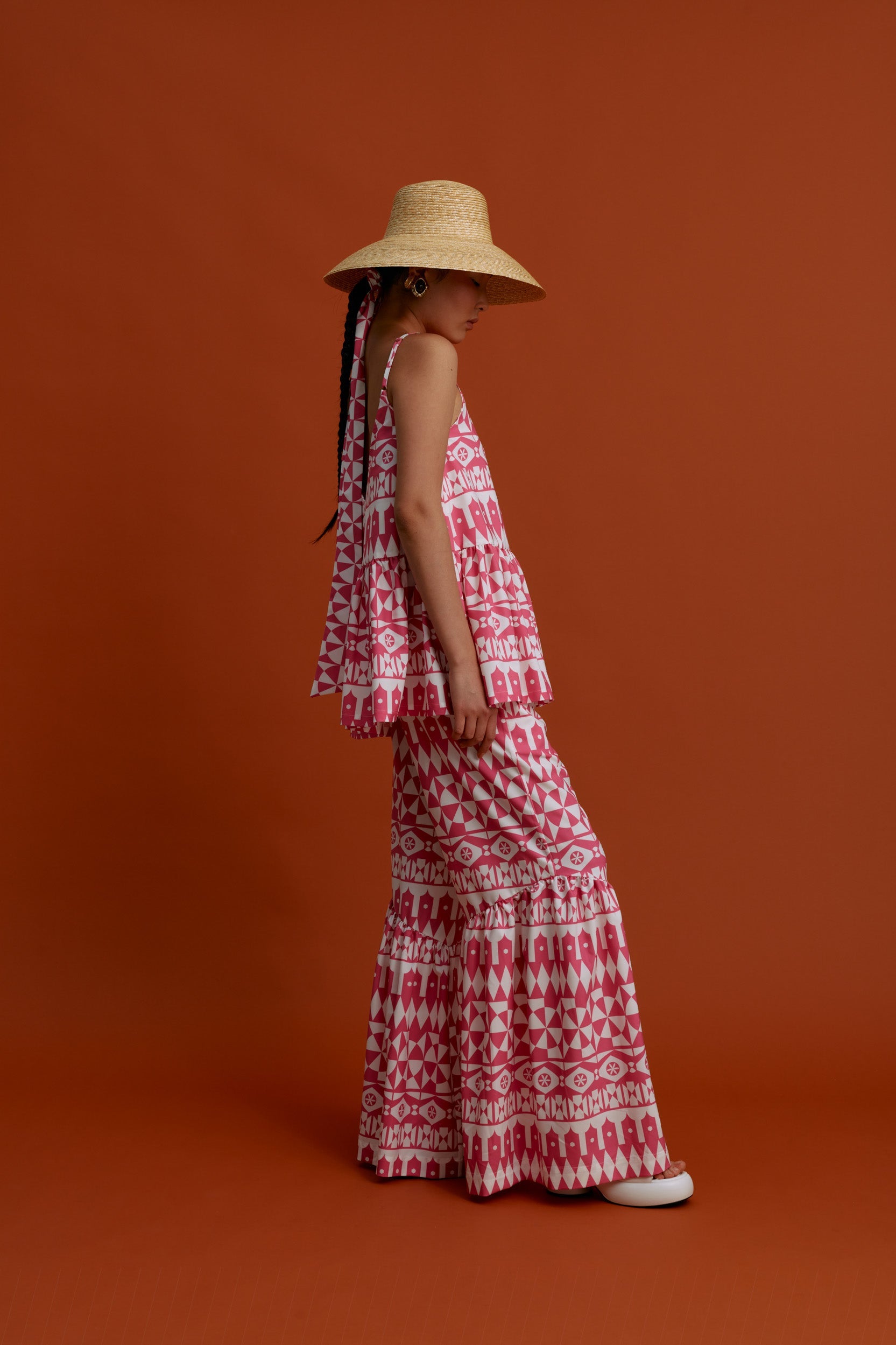 ANAVATOS Pants (White motifs pink)