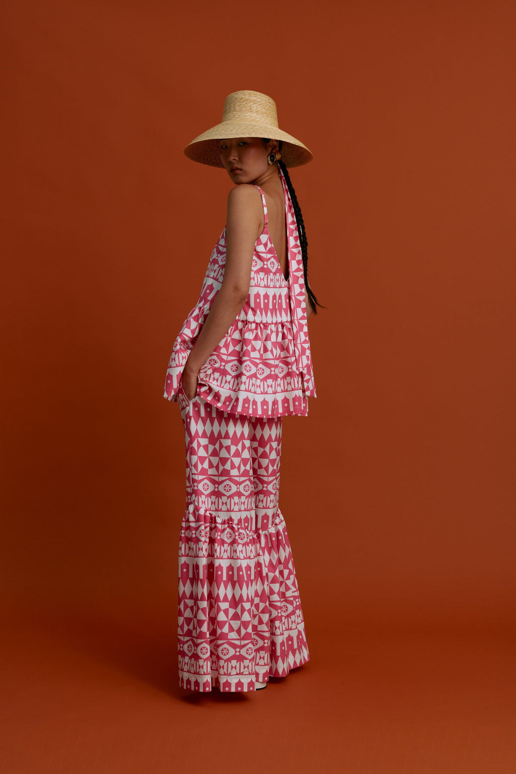 ANAVATOS Pants (White motifs pink)