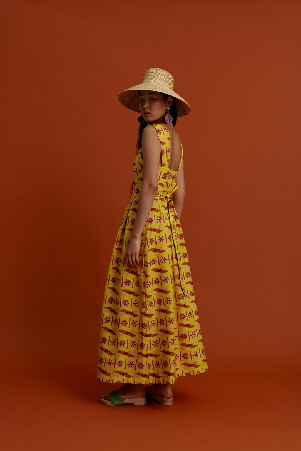 KARDAMYLA Maxi Dress (Pyrgousika lime&brown)