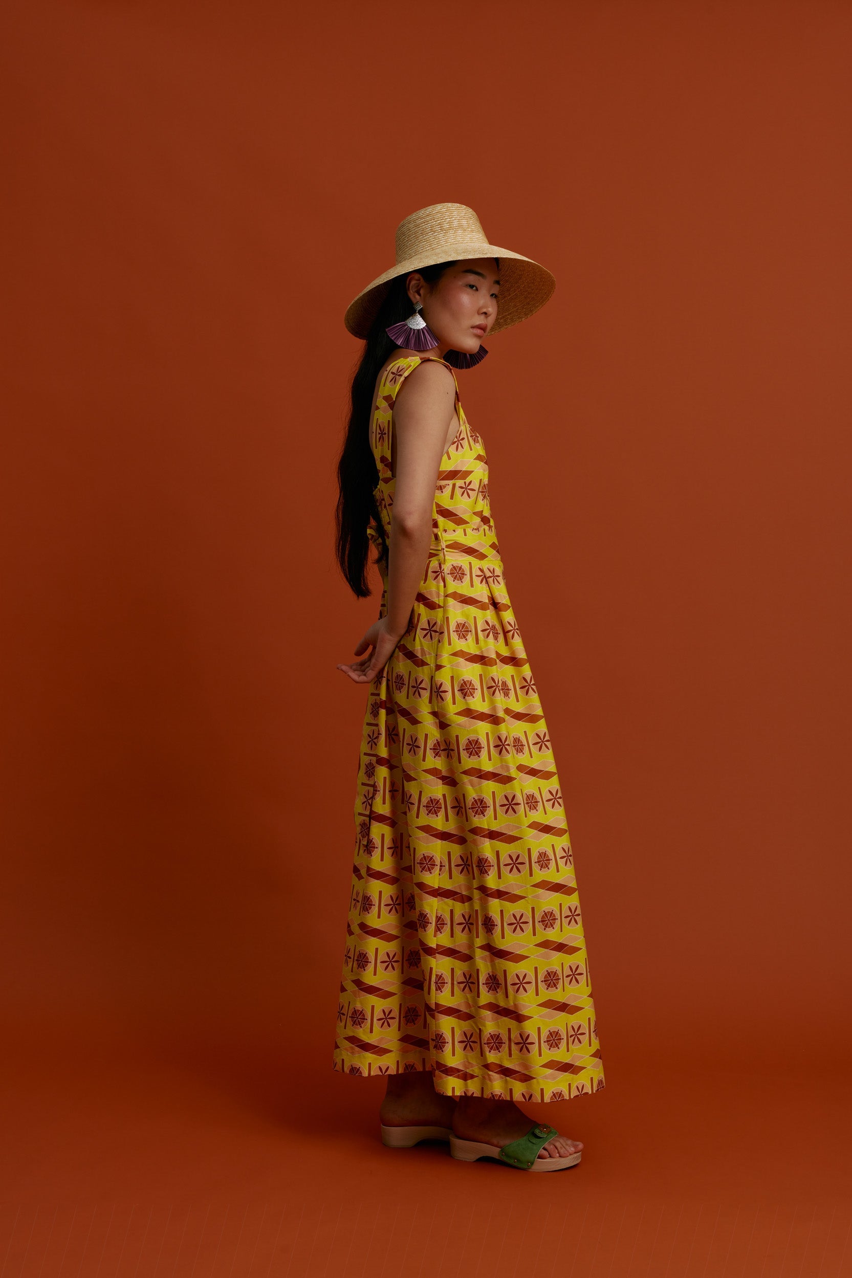 KARDAMYLA Maxi Dress (Pyrgousika lime&brown)