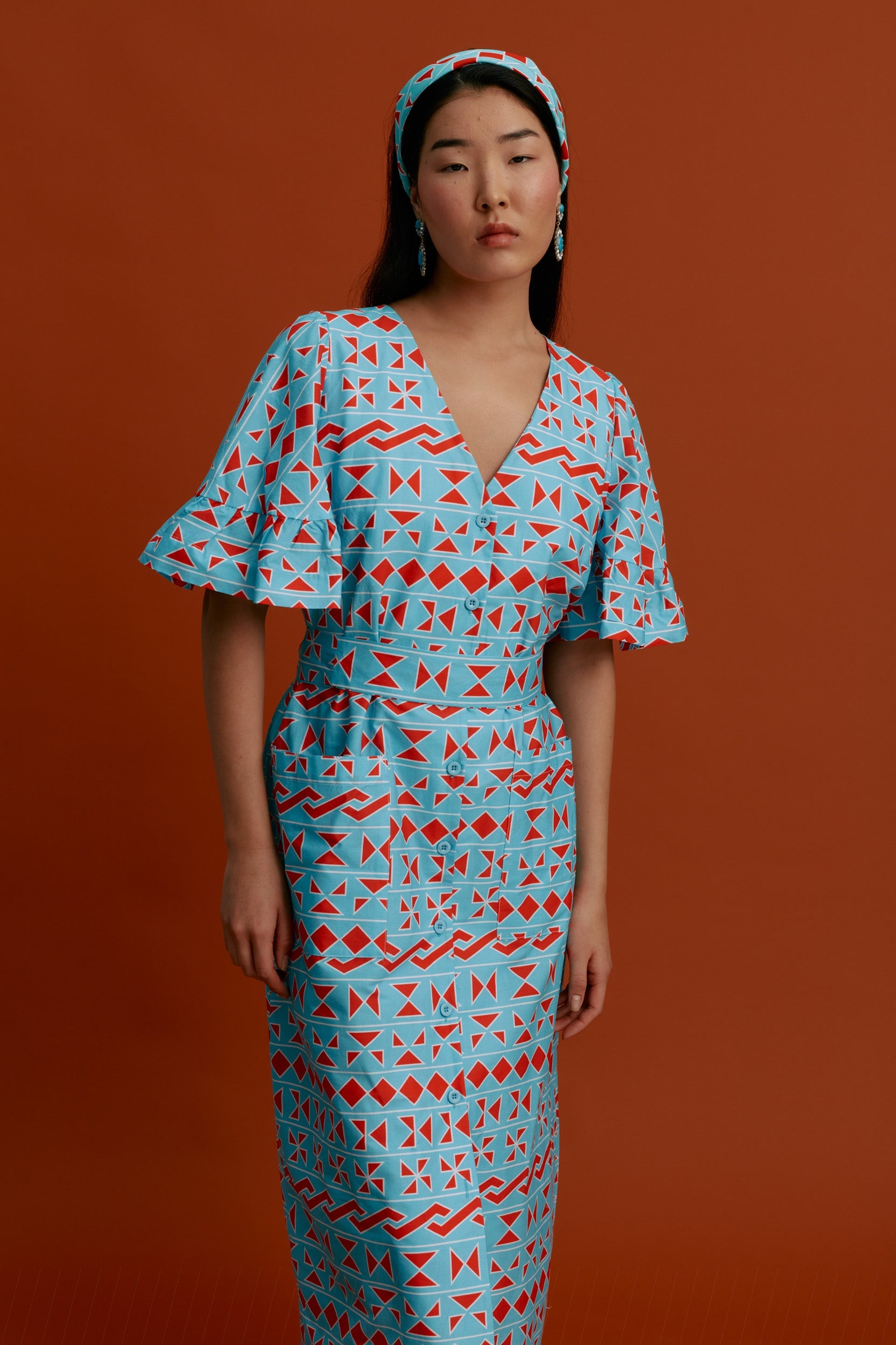 MAVRA VOLIA Maxi Dress (Pyrgousika Turquoise base)