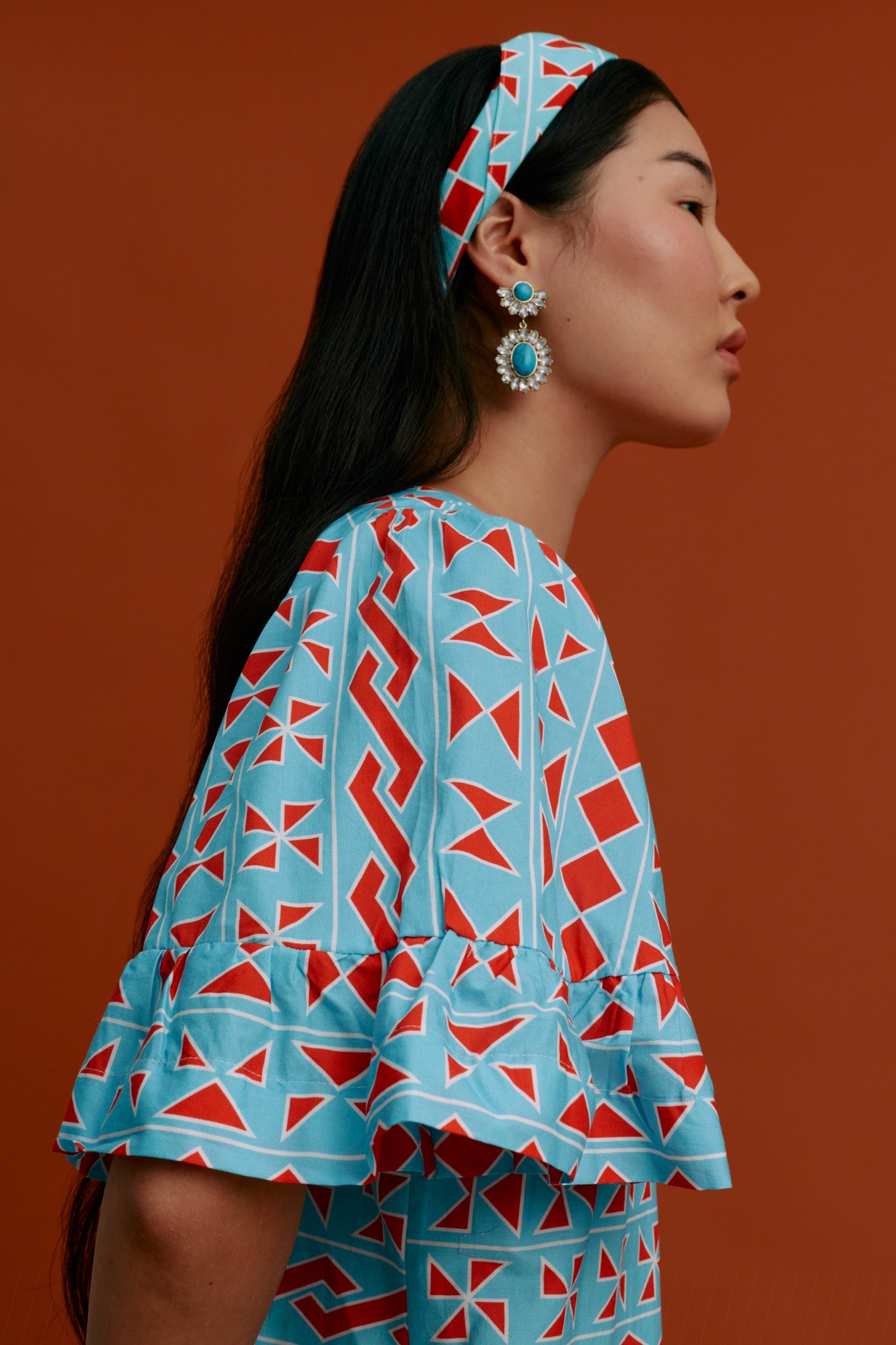 MAVRA VOLIA Maxi Dress (Pyrgousika Turquoise base)
