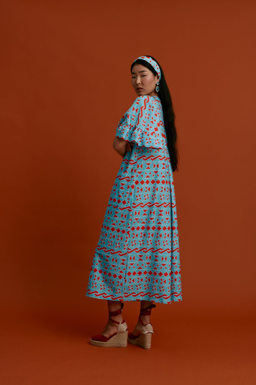 MAVRA VOLIA Maxi Dress (Pyrgousika Turquoise base)