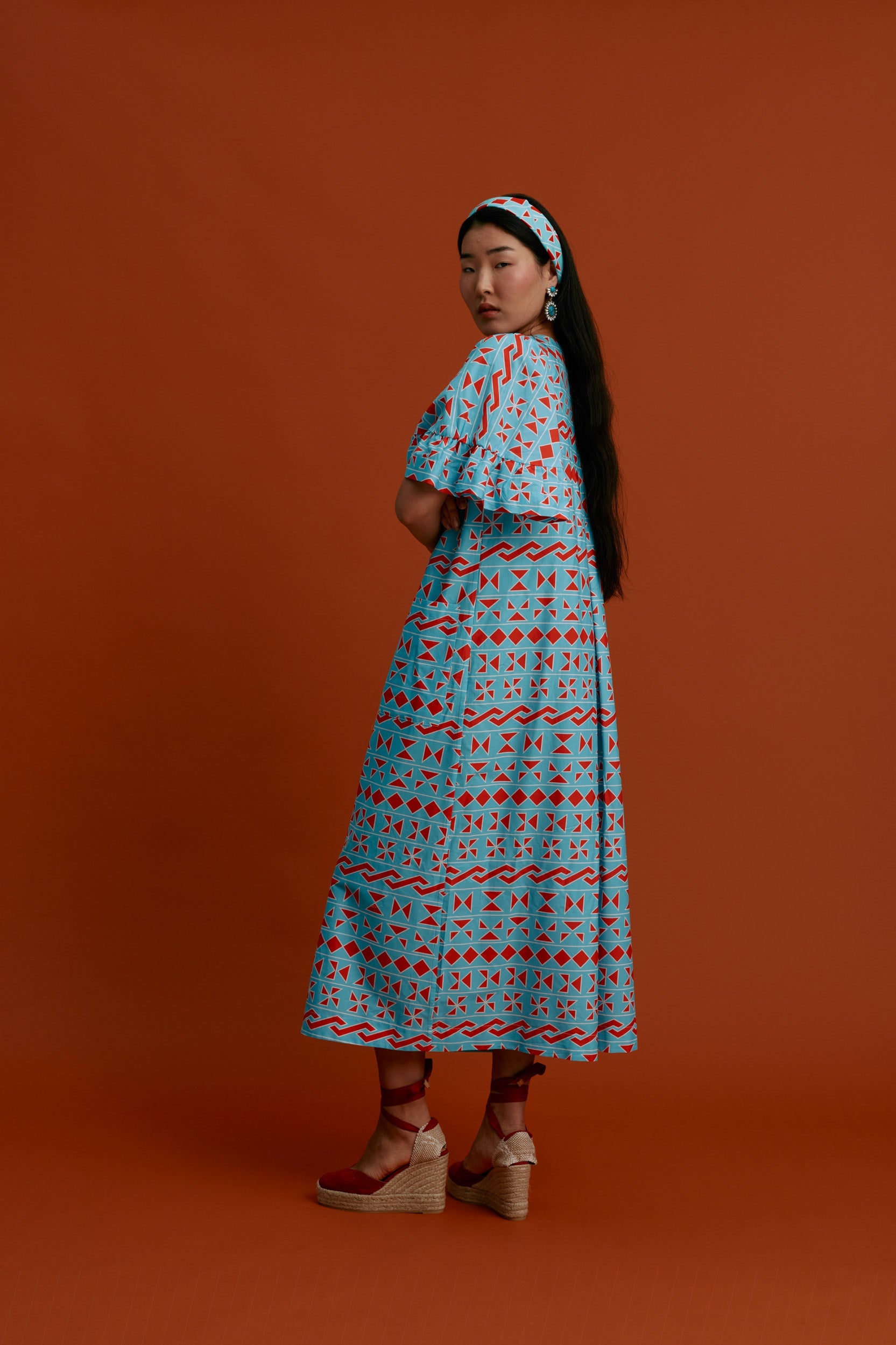 MAVRA VOLIA Maxi Dress (Pyrgousika Turquoise base)