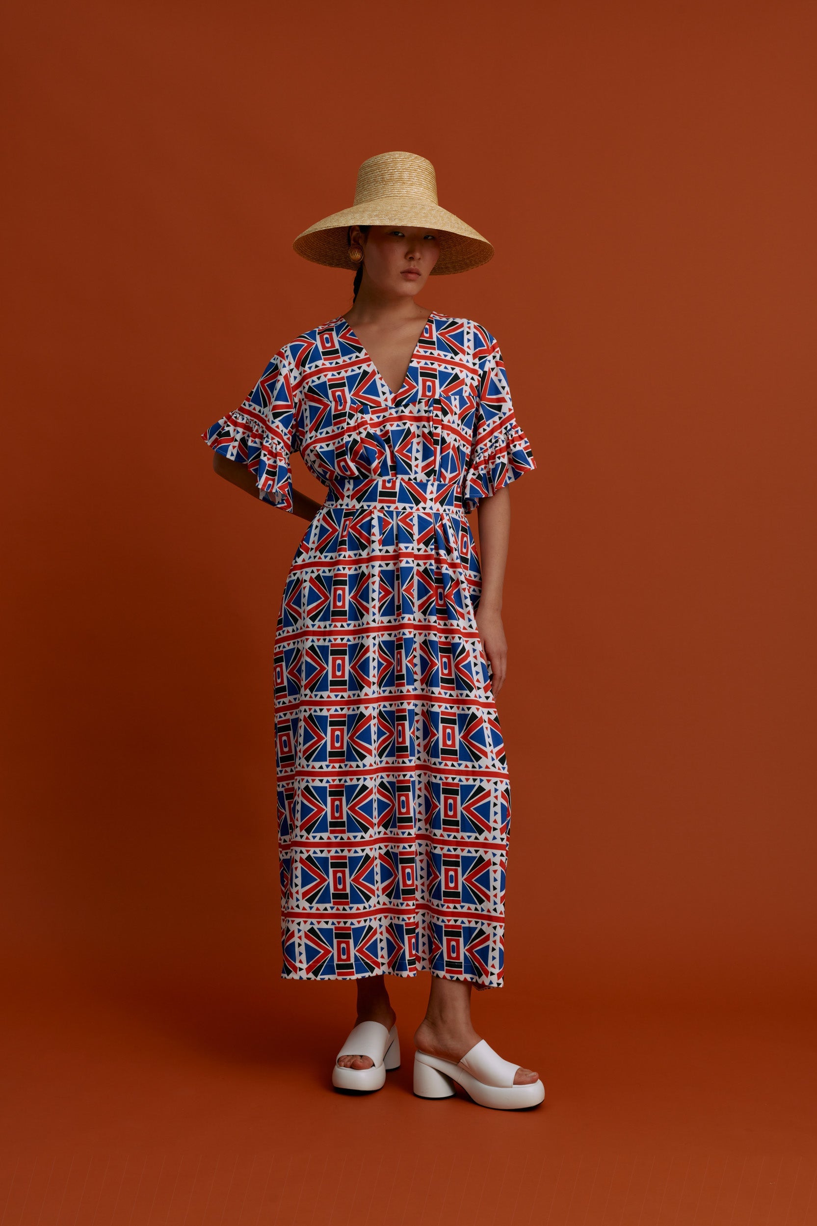 LILIKAS Maxi Dress (Pyrgousika Deconstructed red/blue)