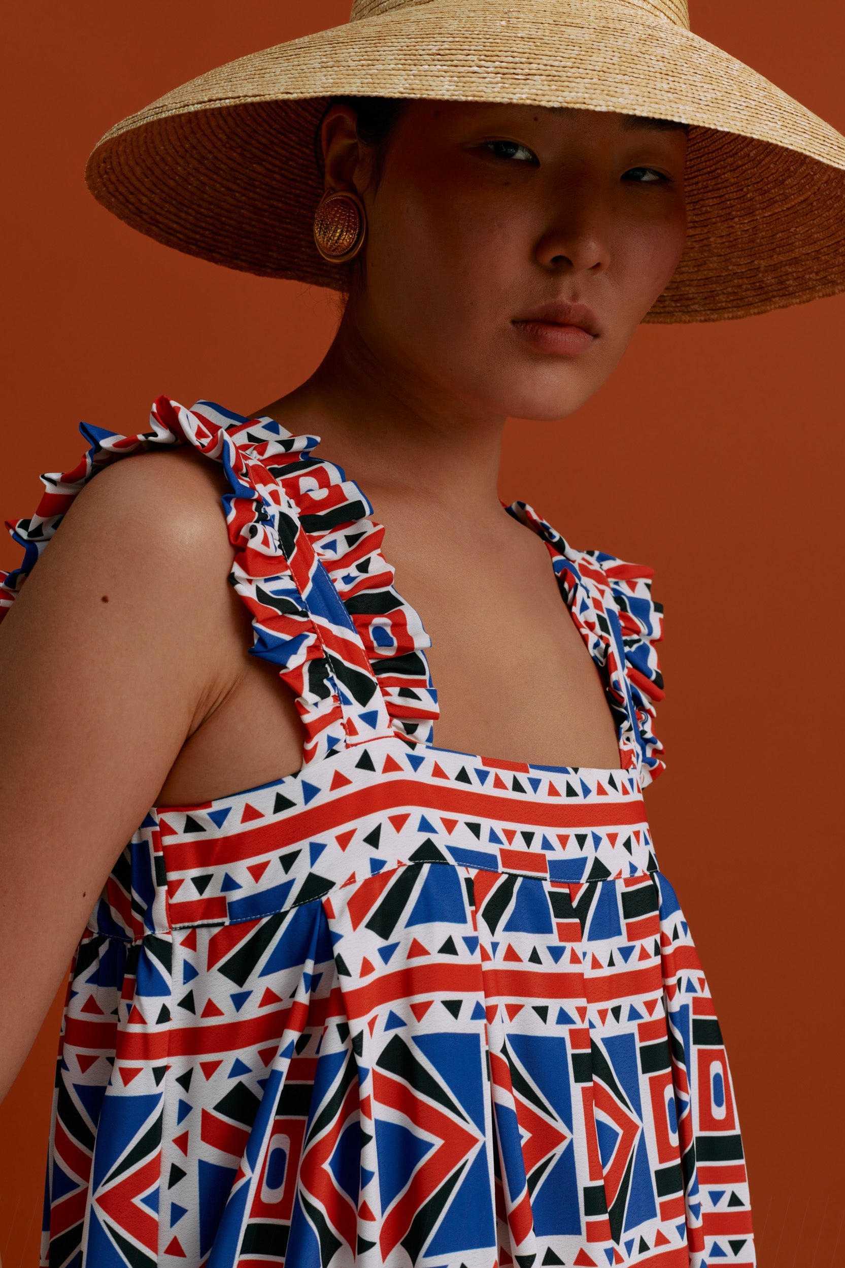 VROULIDIA Maxi Dress (Pyrgousika Deconstructed red/blue)