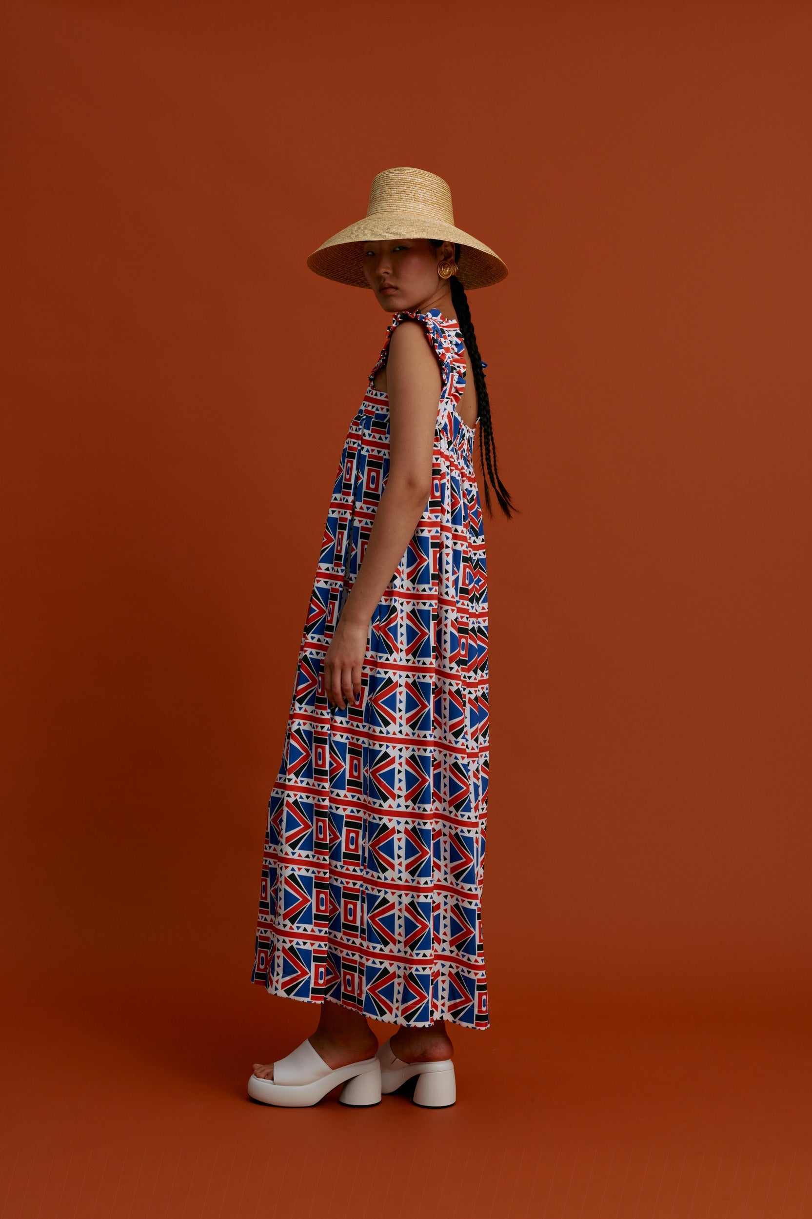 VROULIDIA Maxi Dress (Pyrgousika Deconstructed red/blue)