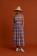 VROULIDIA Maxi Dress (Pyrgousika Deconstructed red/blue)