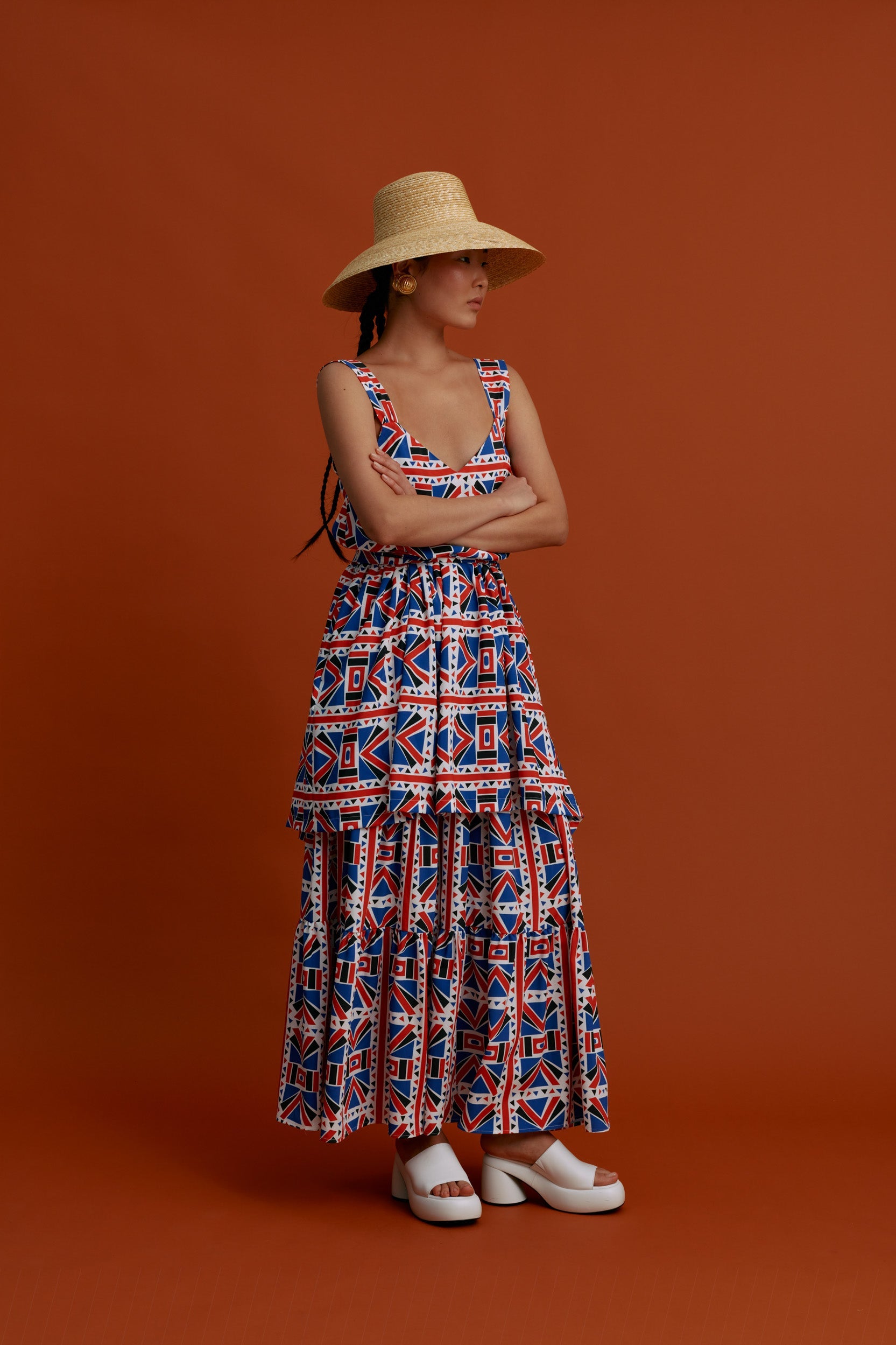 DYNAMI Maxi Skirt (Pyrgousika Deconstructed red/blue)