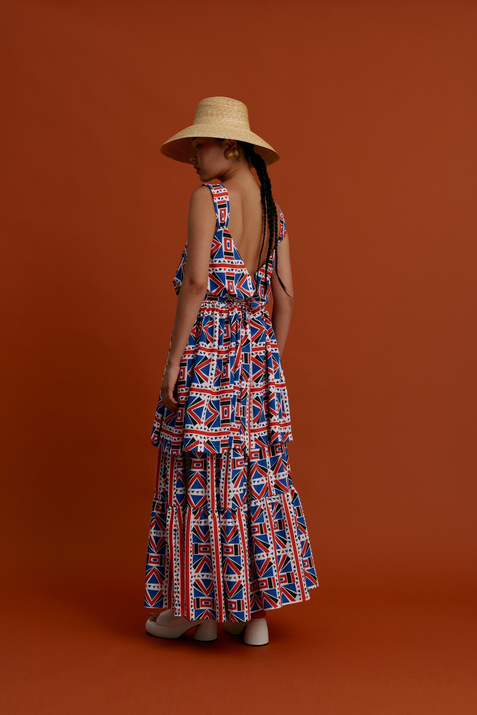 DYNAMI Maxi Skirt (Pyrgousika Deconstructed red/blue)