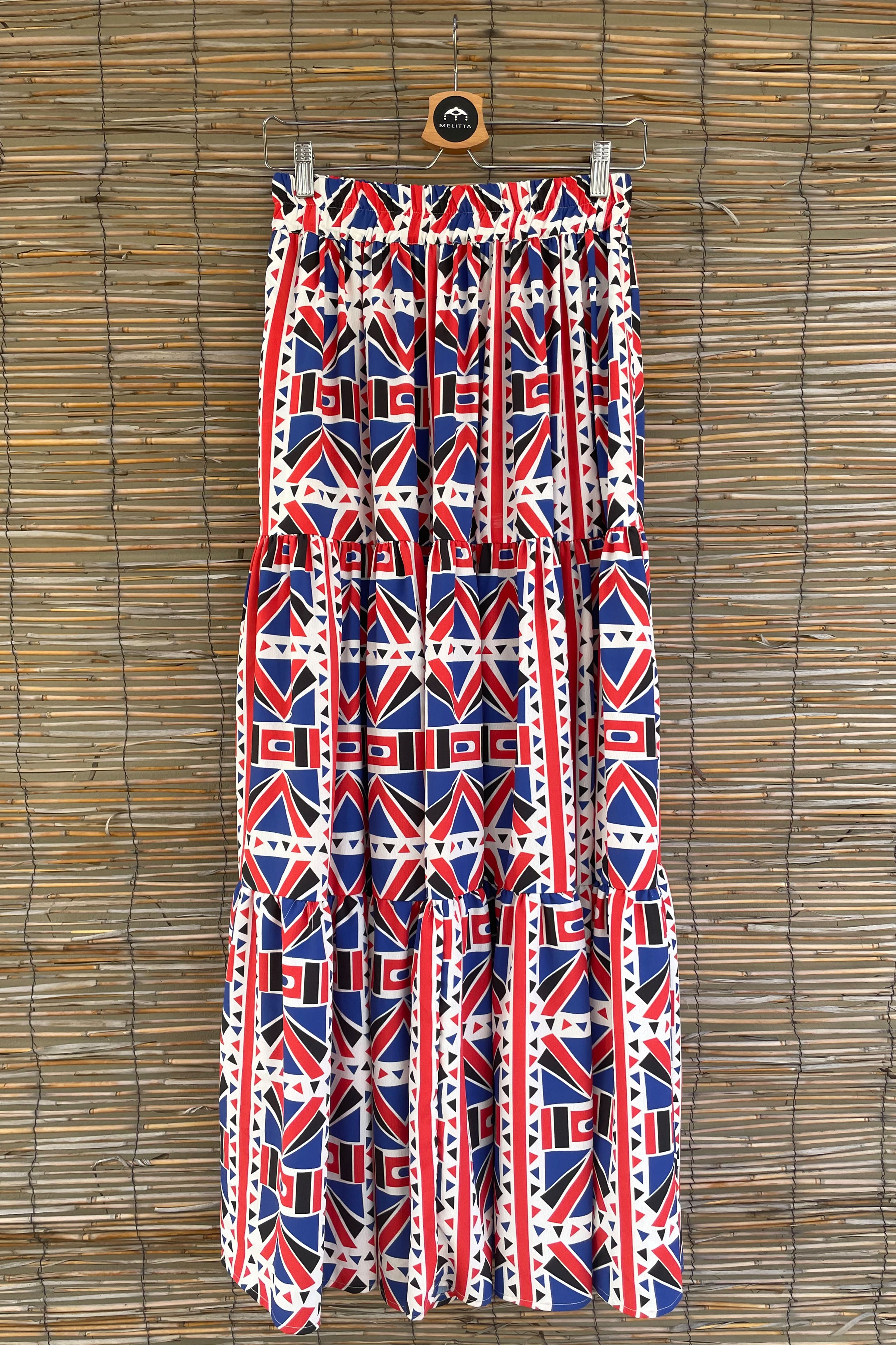 DYNAMI Maxi Skirt (Pyrgousika Deconstructed red/blue)
