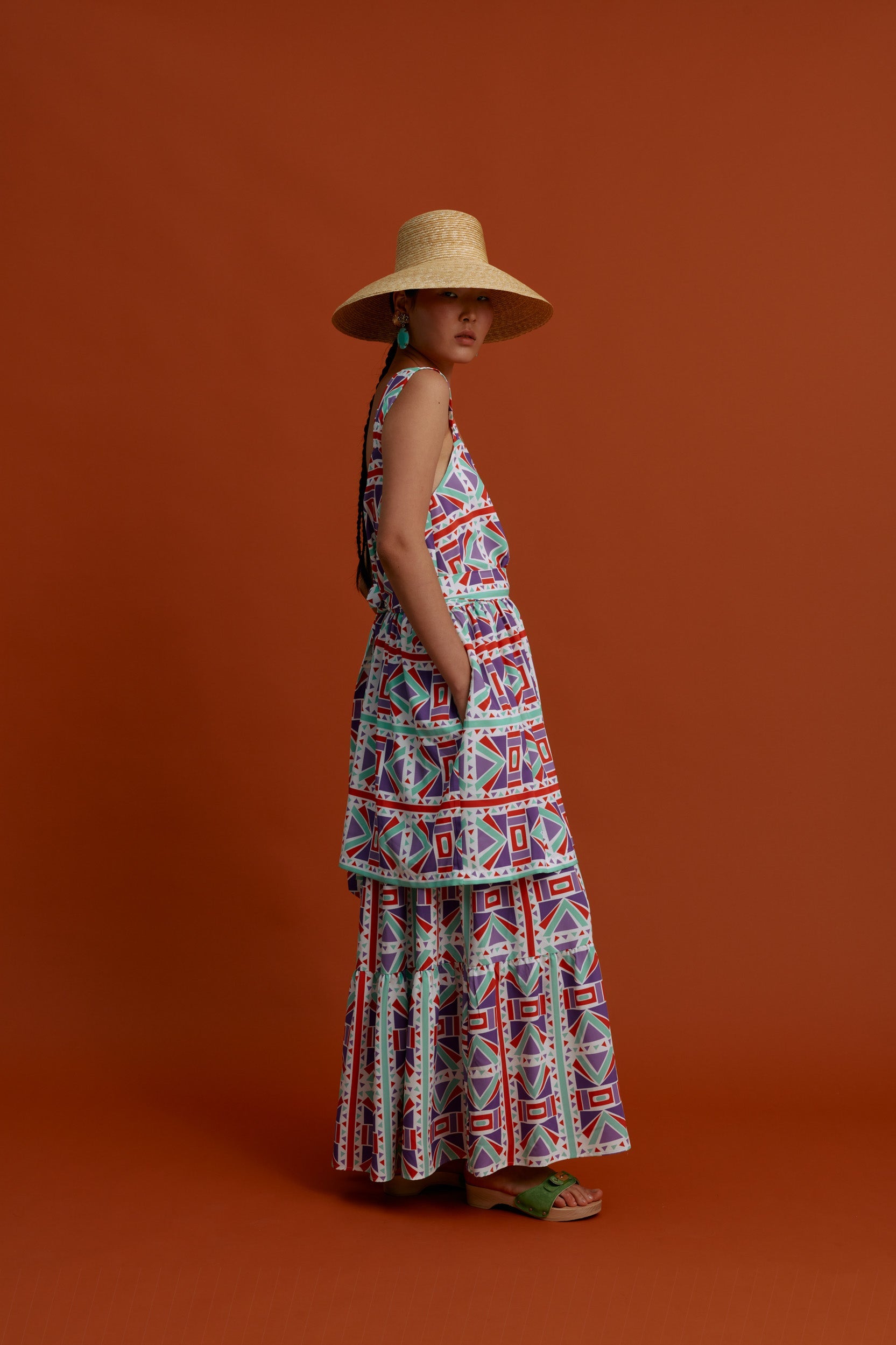 DYNAMI Maxi Skirt (Pyrgousika Deconstructed purple/red)