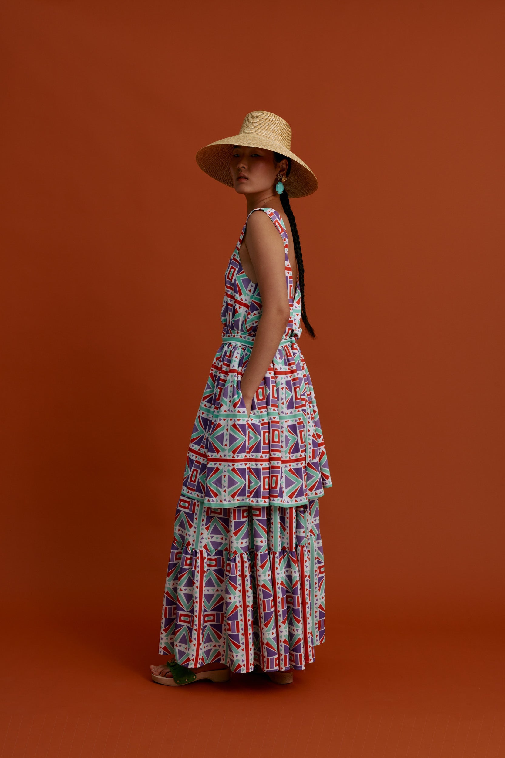 DYNAMI Maxi Skirt (Pyrgousika Deconstructed purple/red)