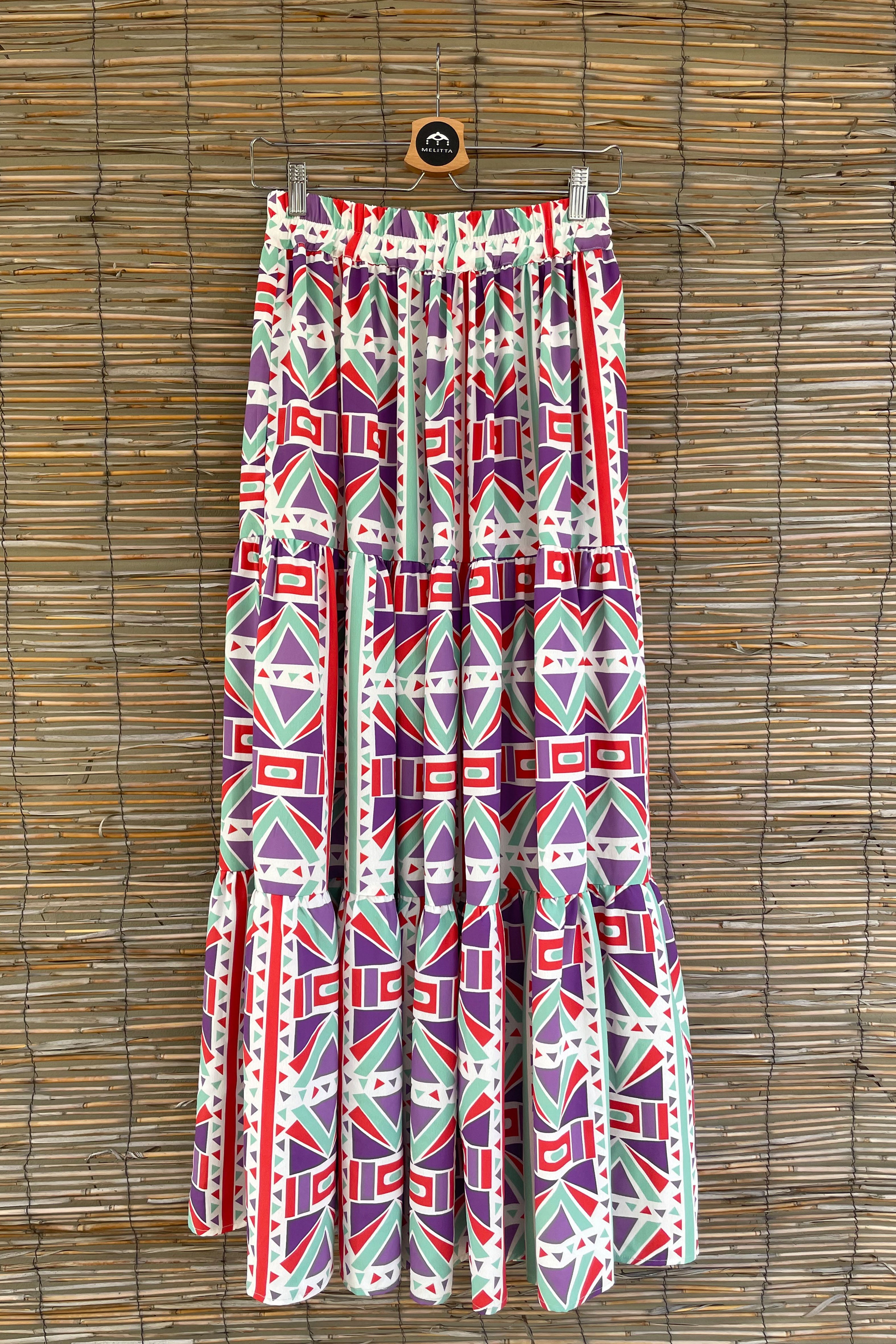 DYNAMI Maxi Skirt (Pyrgousika Deconstructed purple/red)